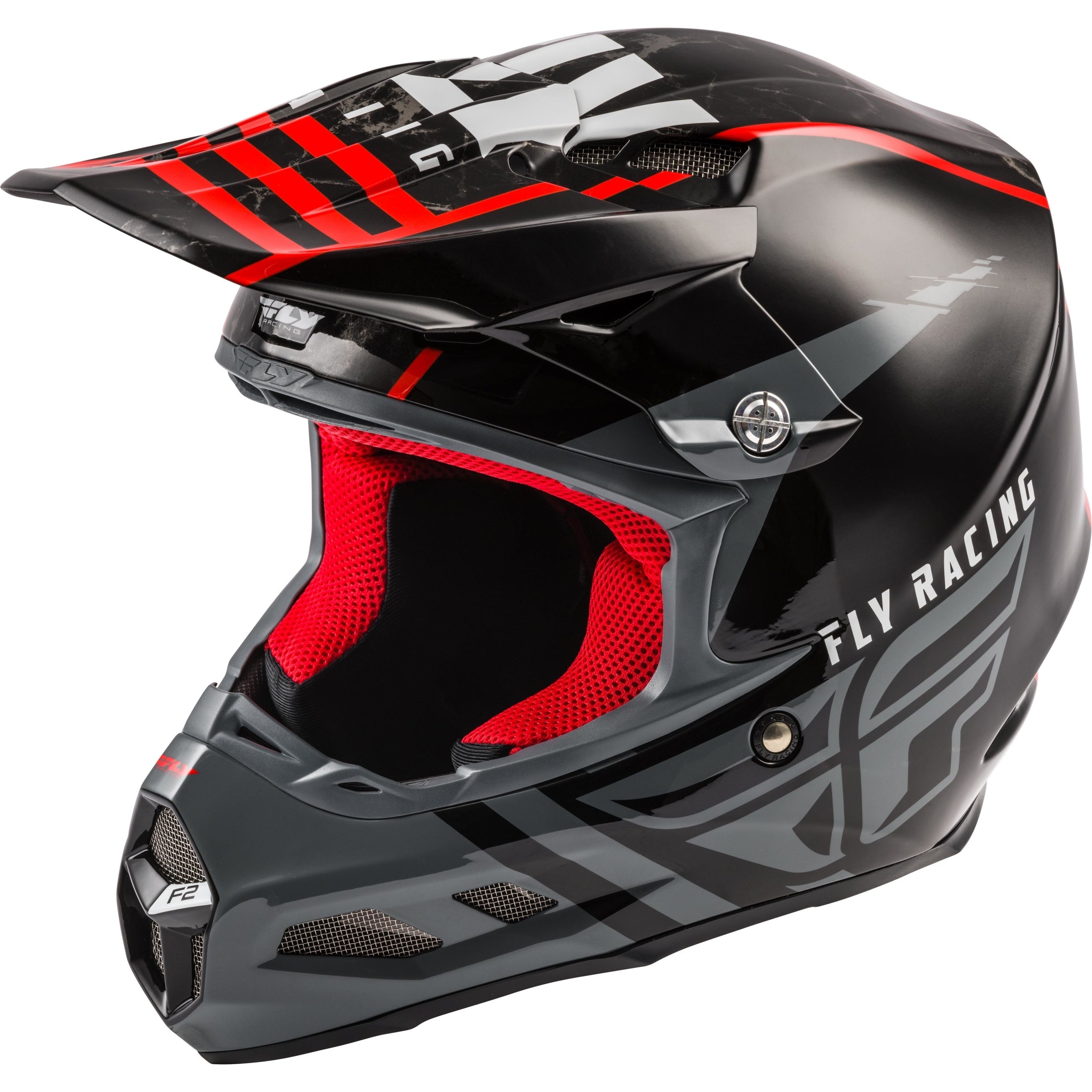 FLY RACING F2 CARBON GRANITE HELMET RED/BLACK/WHITE MD