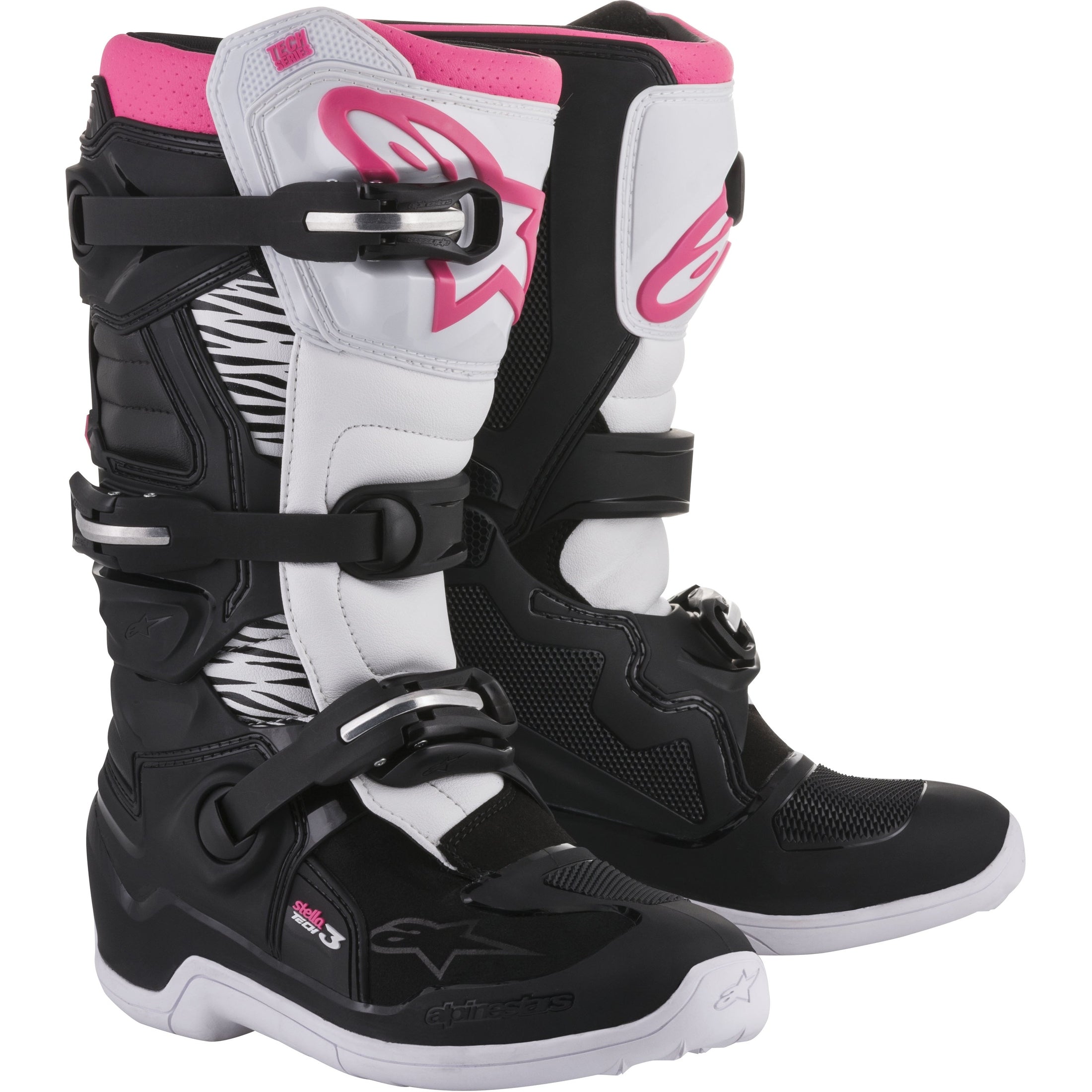 ALPINESTARS TECH 3 STELLA BOOTS BLACK/WHITE/PINK SZ 07
