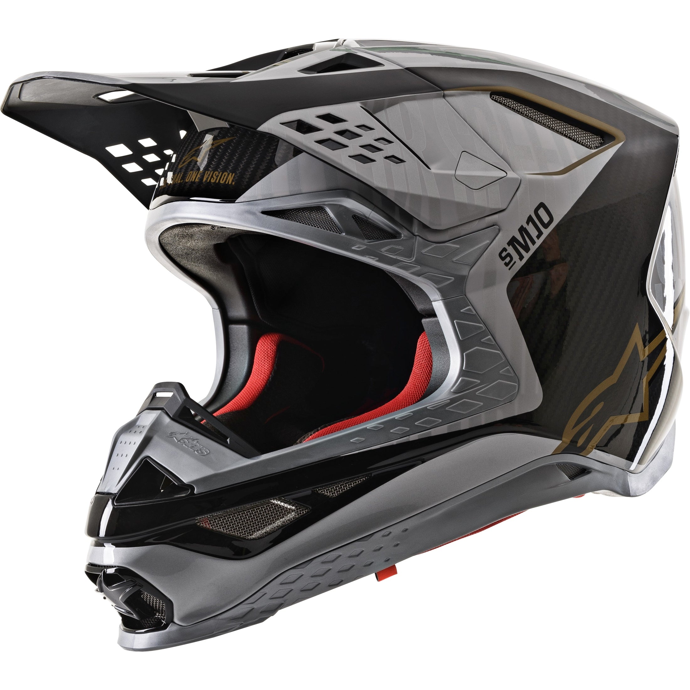 ALPINESTARS S.TECH S-M10 ALLOY HELMET SILVER/BLACK/CARBON/GOLD SM