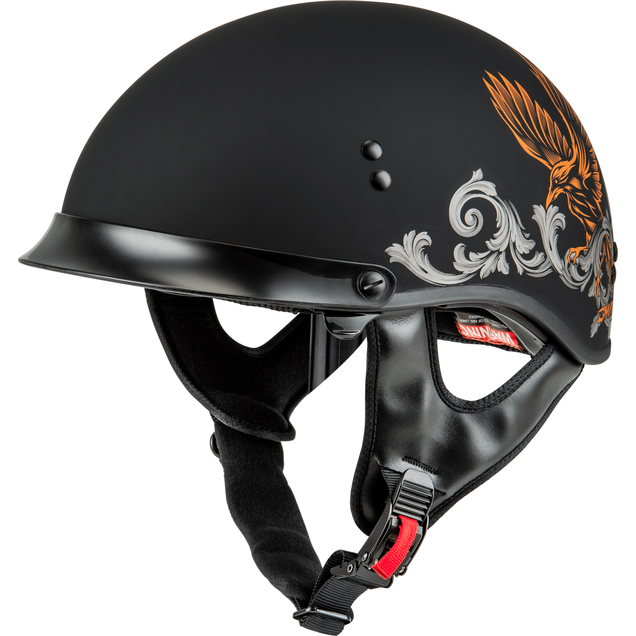 GMAX HH-65 CORVUS HELMET W/PEAK MATTE BLACK/SILVER/ORANGE SM
