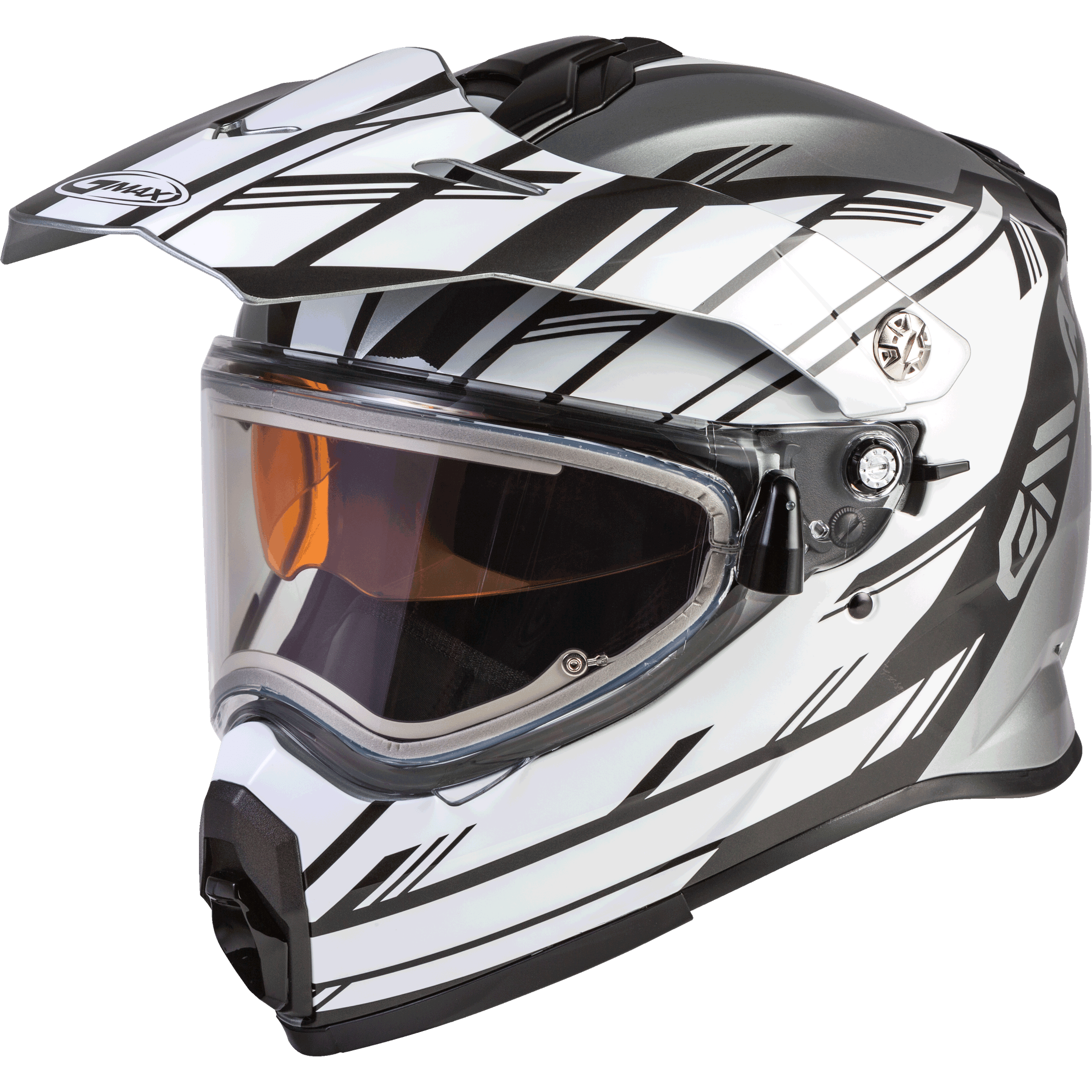 GMAX AT-21S EPIC SNOW HELMET W/ELEC SHIELD SILVER/WHITE/BLACK XL