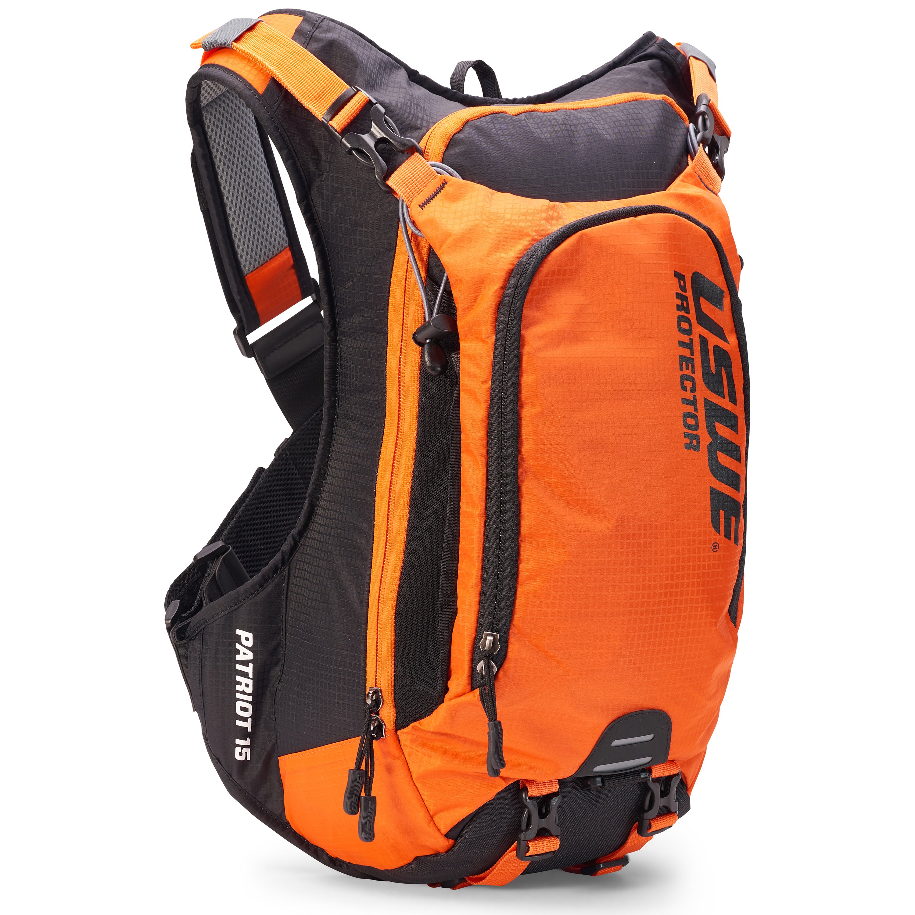 USWE PATRIOT 15 WITH CE SAS-TECH BACK PROTECTOR ORANGE/BLACK