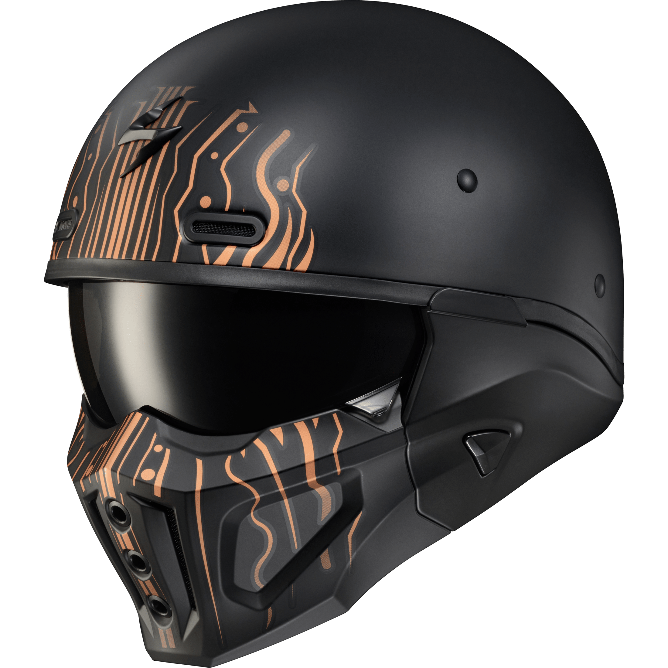 SCORPION EXO COVERT X OPEN-FACE HELMET TRIBE MATTE BLACK/COPPER LG