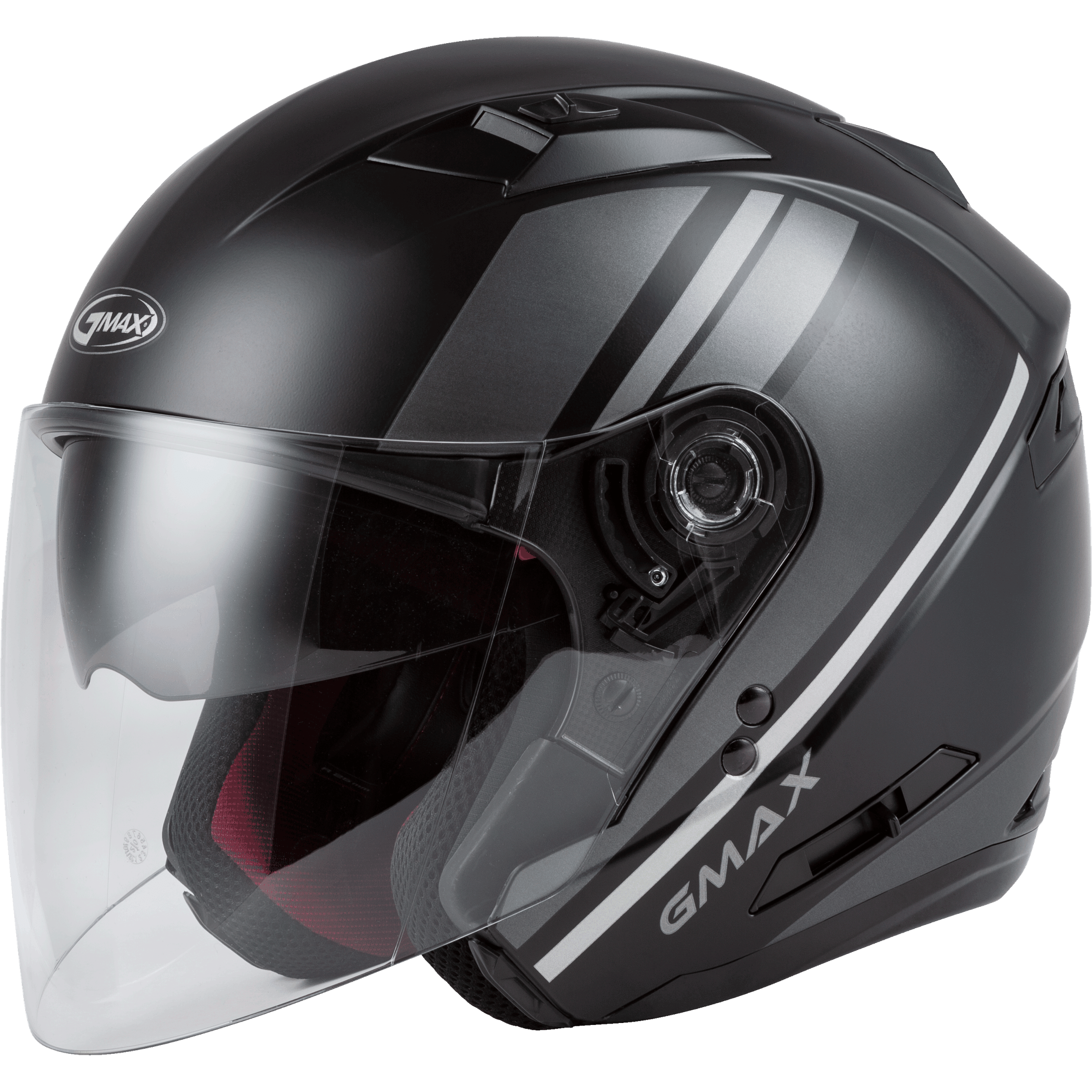 GMAX OF-77 OPEN-FACE REFORM HELMET MATTE BLACK/SILVER SM
