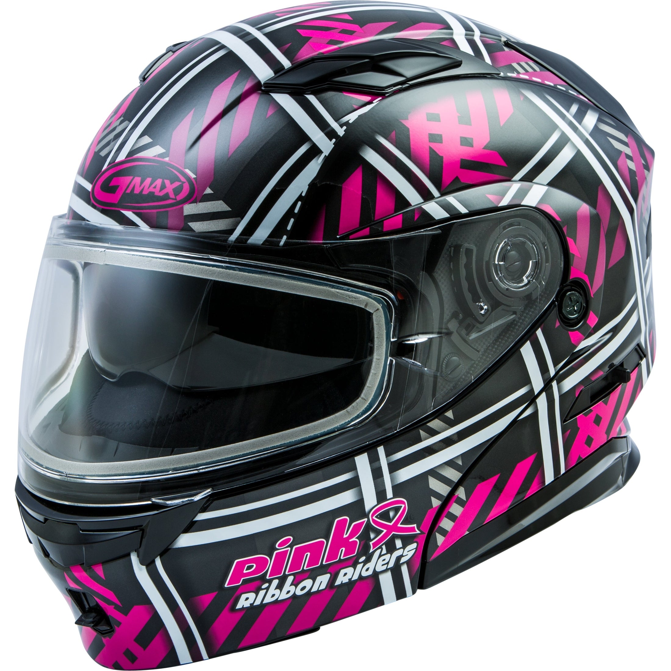 GMAX MD-01S MODULAR PINK RIBBON RIDERS SNOW HELMET BLK/PINK XL
