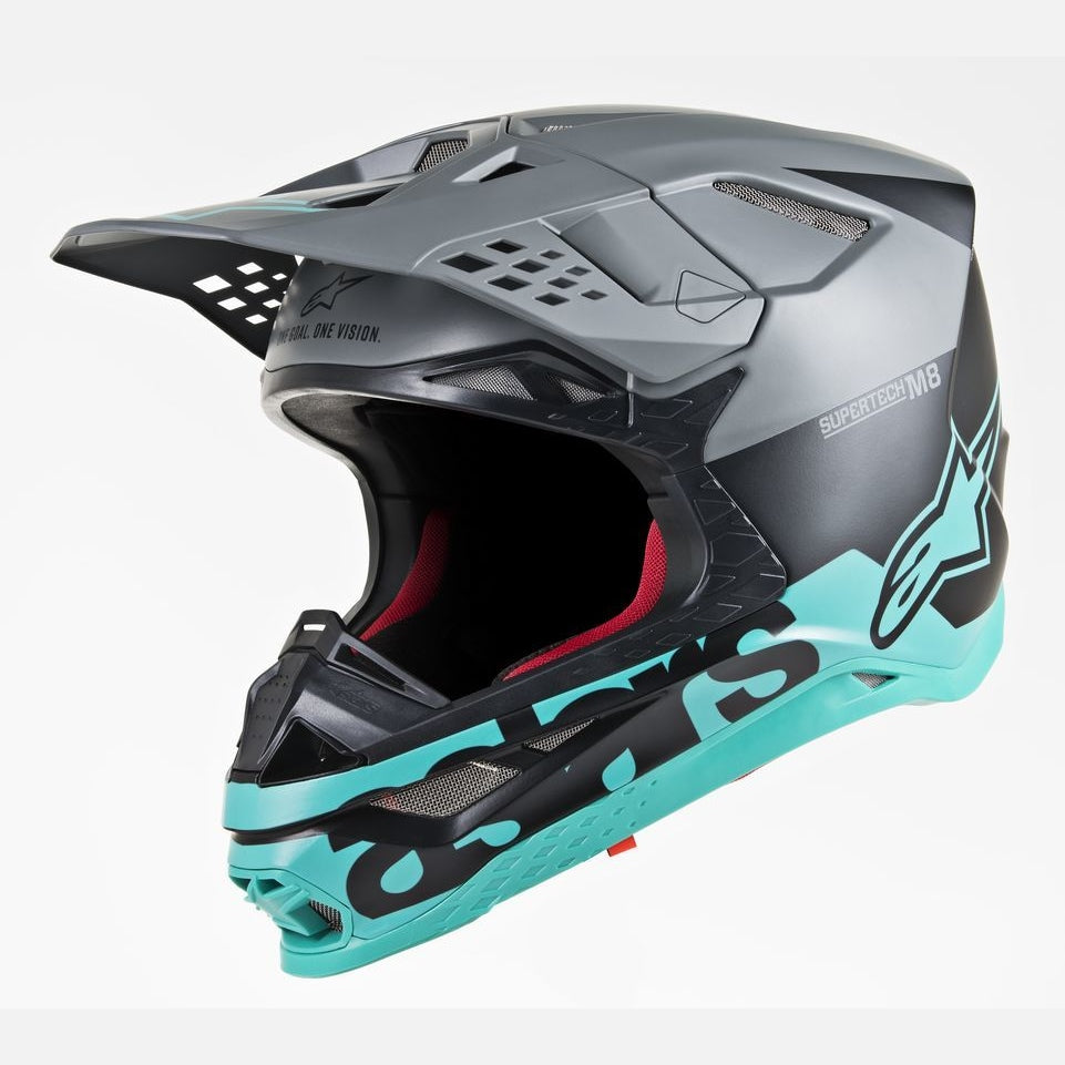 ALPINESTARS S.TECH S-M8 RADIUM HELMET BLACK/GREY/TEAL SM