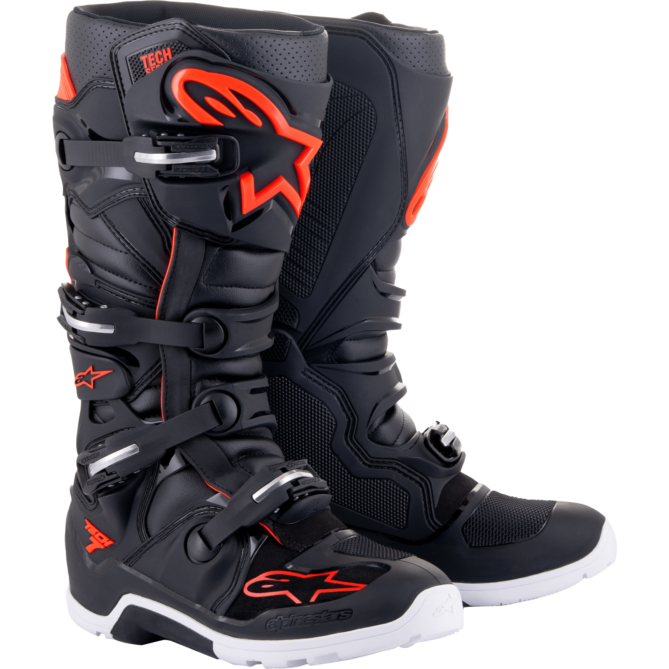 ALPINESTARS TECH 7 ENDURO BOOTS BLACK/RED FLUO SZ 14