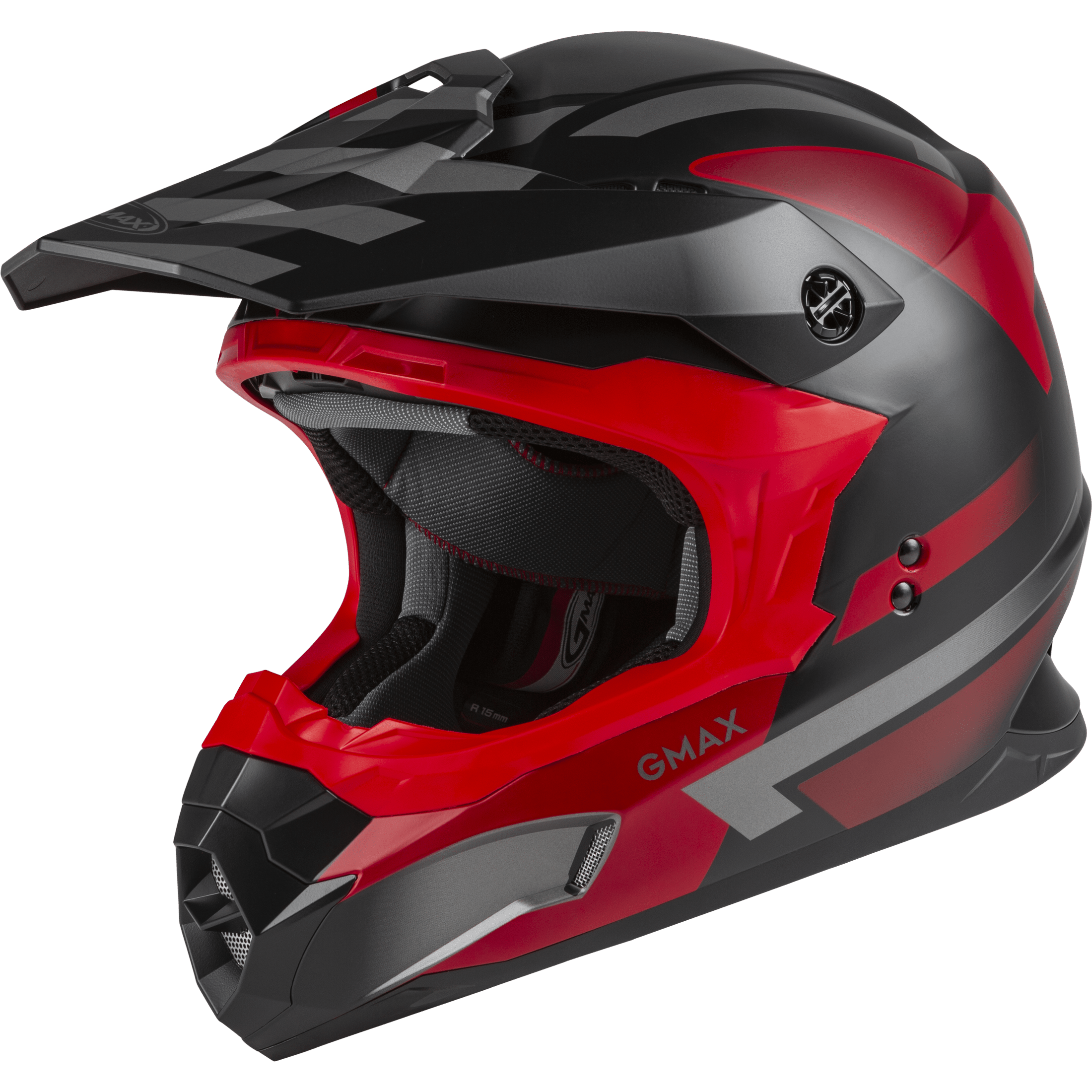 GMAX MX-86 OFF-ROAD FAME HELMET MATTE BLACK/RED/SILVER 3X