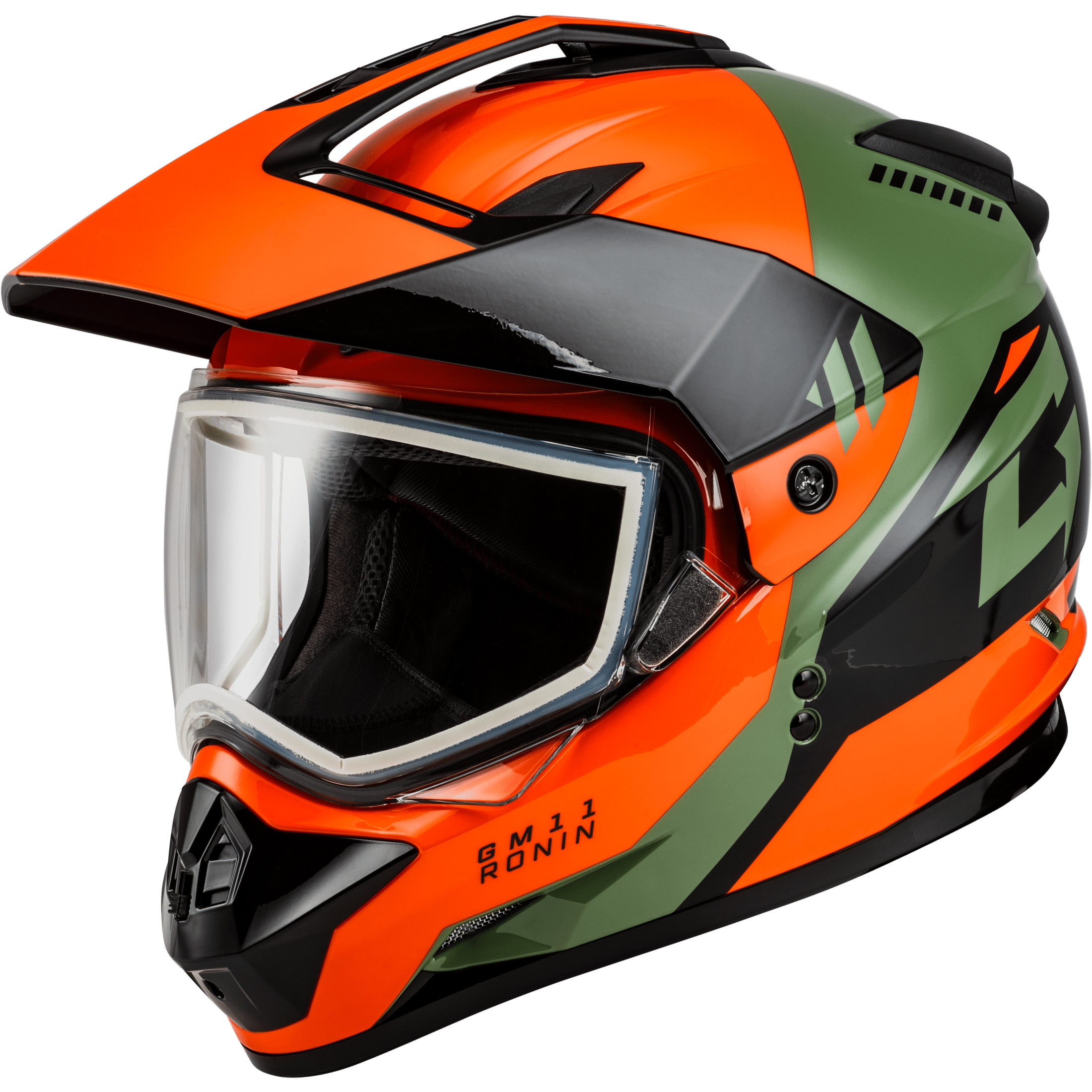 GMAX GM-11 RONIN HELMET ORANGE/GREEN/BLACK XS