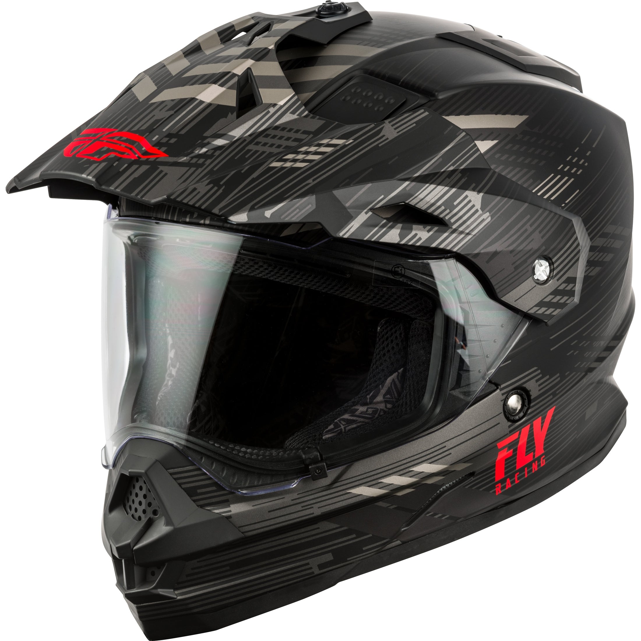 FLY RACING TREKKER QUANTUM HELMET MATTE BLACK/GREY/RED SM