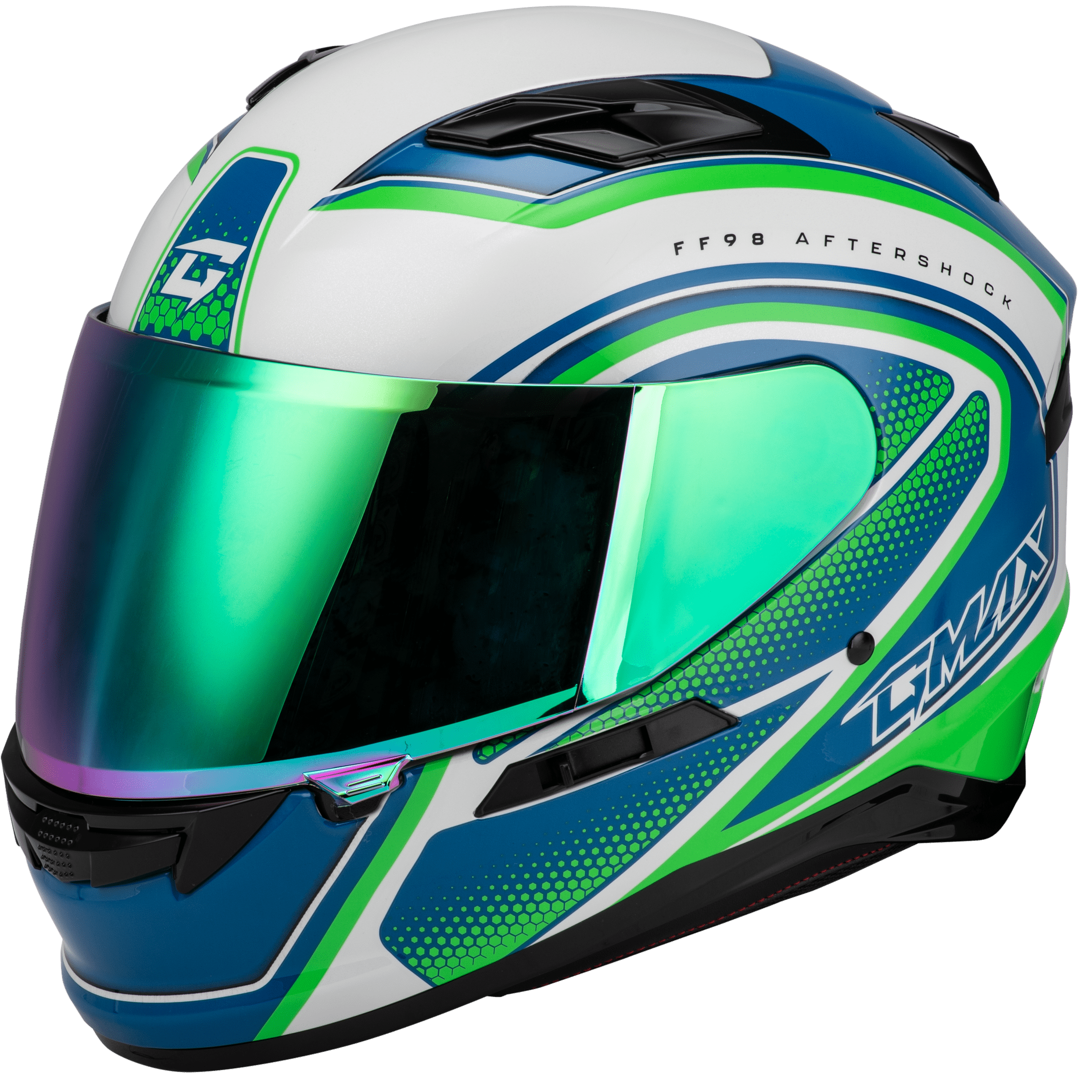 GMAX FF-98 AFTERSHOCK HELMET WHITE/NEON GREEN 3X