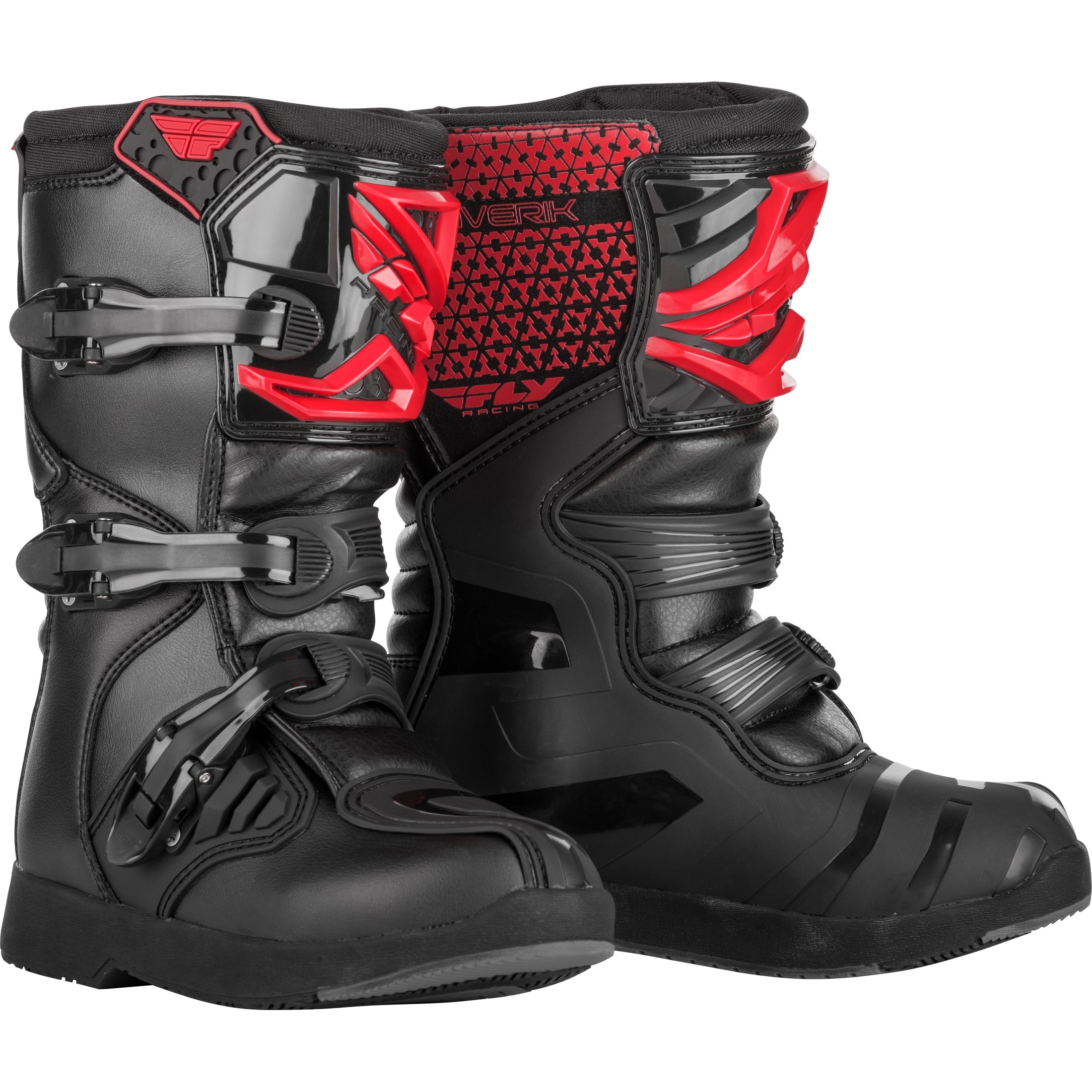 FLY RACING YOUTH MAVERIK BOOTS RED/BLACK SZ 02