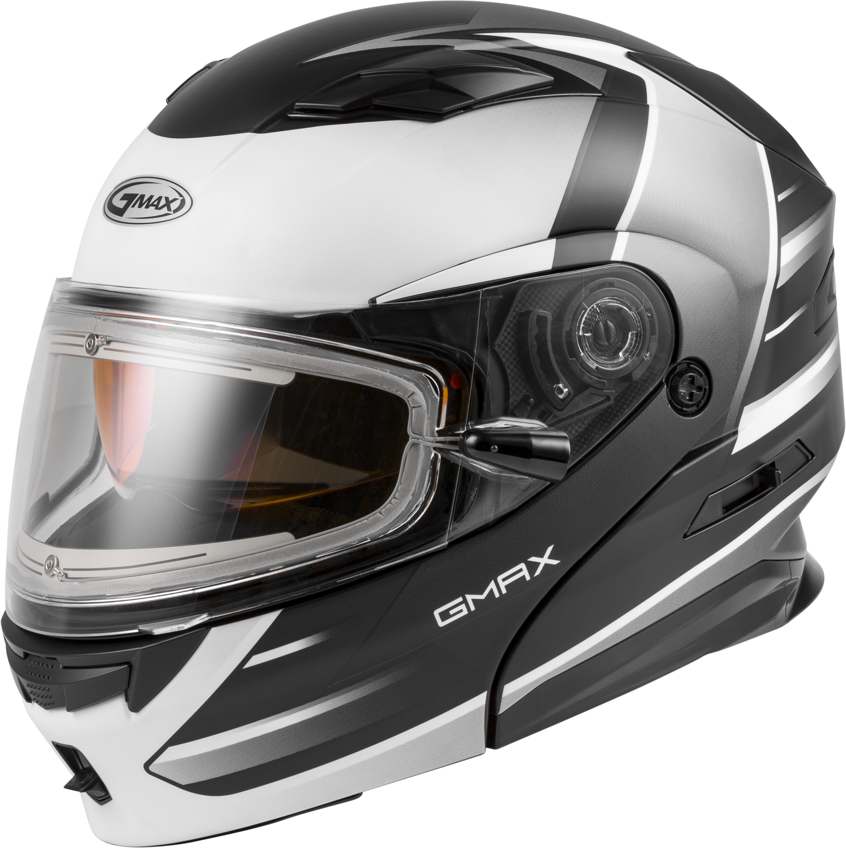 GMAX MD-01S MODULAR W/ELEC SHIELD DESCENDANT MATTE BLK/WHITE 2X