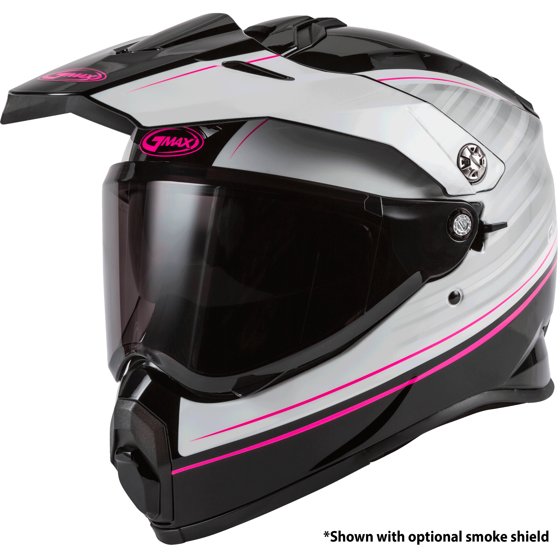 GMAX AT-21 ADVENTURE RALEY HELMET BLACK/WHITE/PINK SM