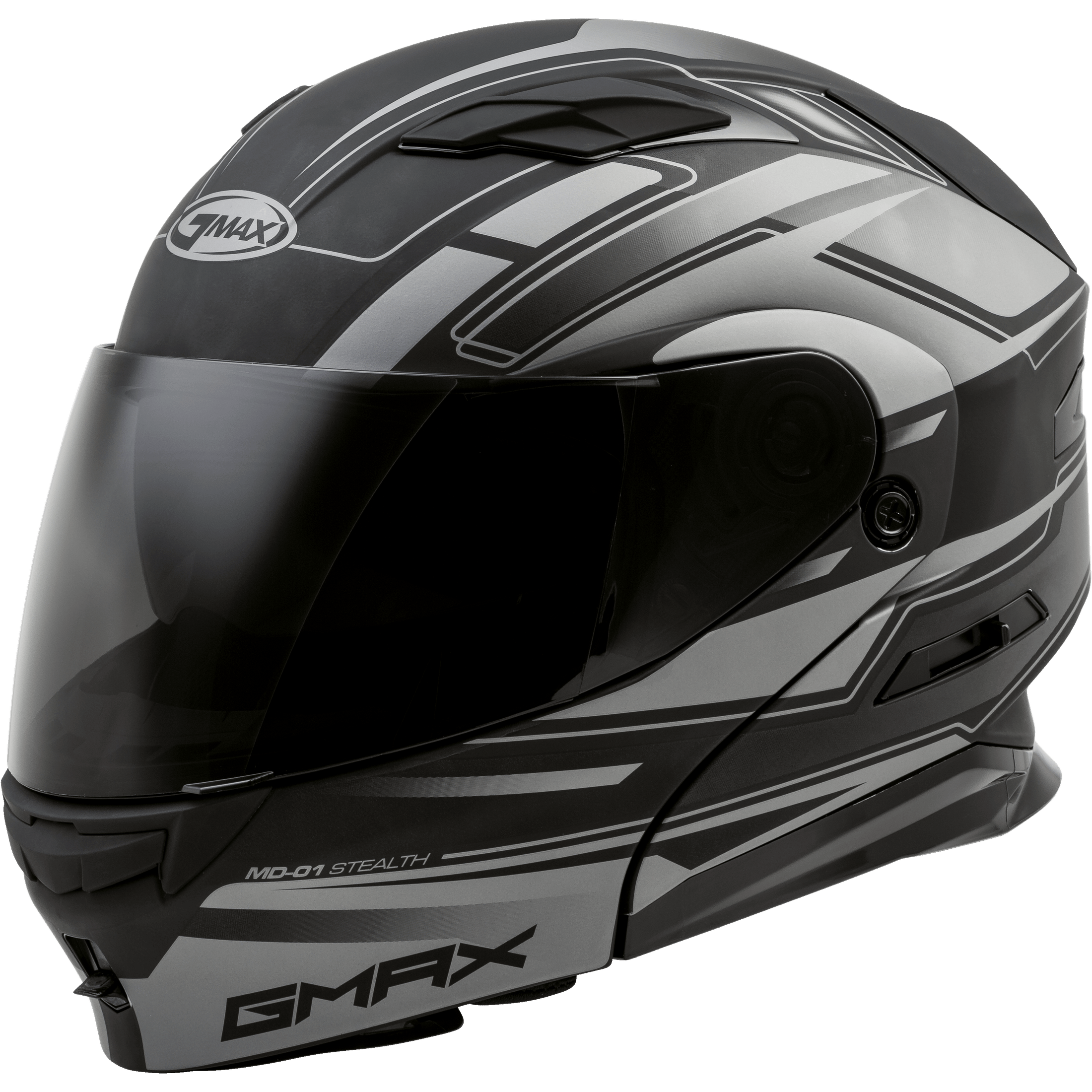 GMAX MD-01 MODULAR STEALTH HELMET MATTE BLACK/SILVER XS