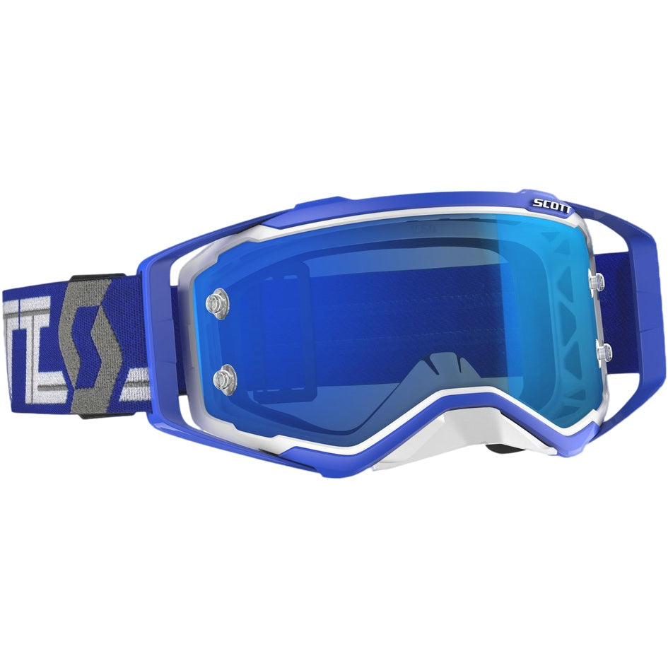 SCOTT PROSPECT GOGGLE WHITE/BLUE W/BLUE CHROME