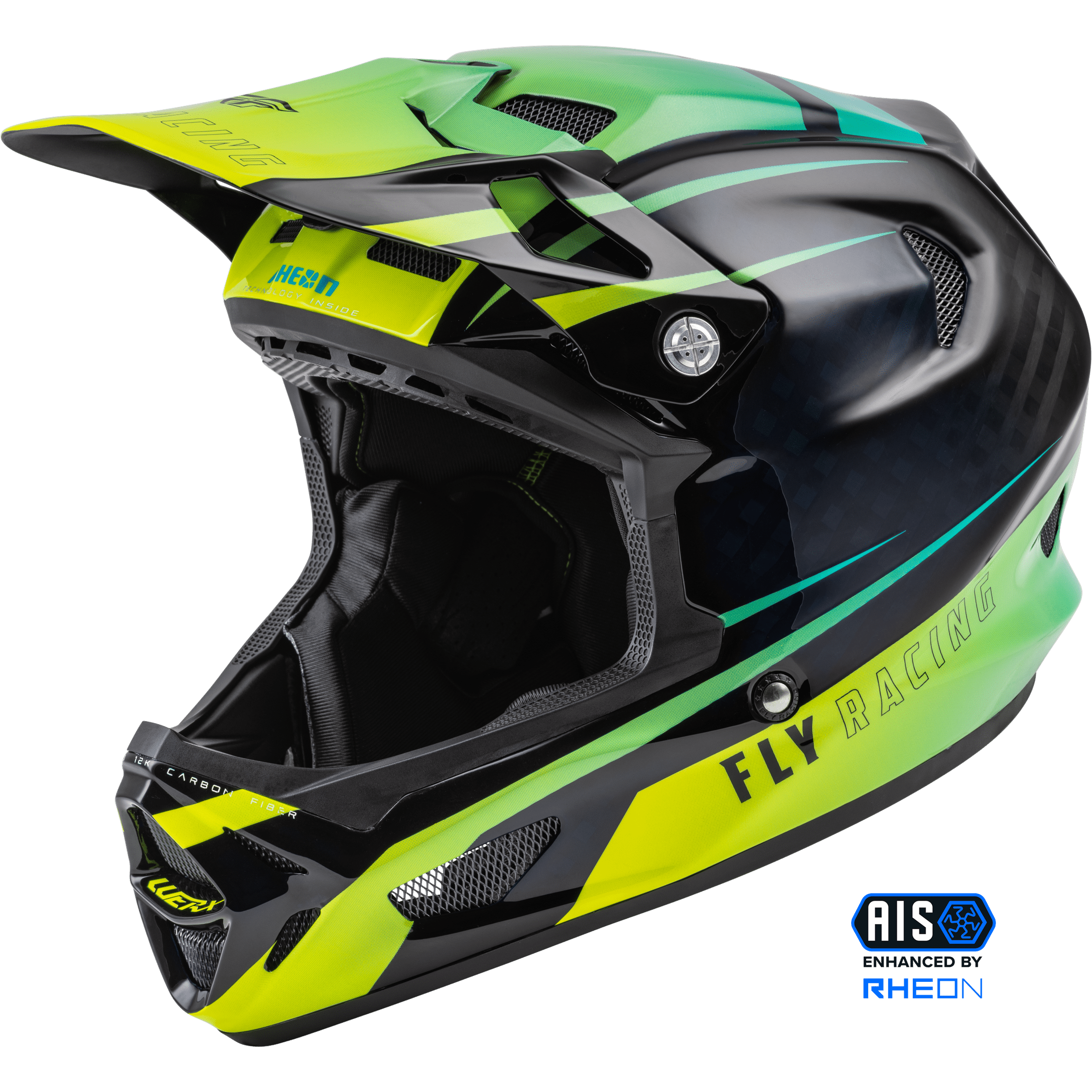 FLY RACING WERX-R HELMET HI-VIS/TEAL CARBON 2X