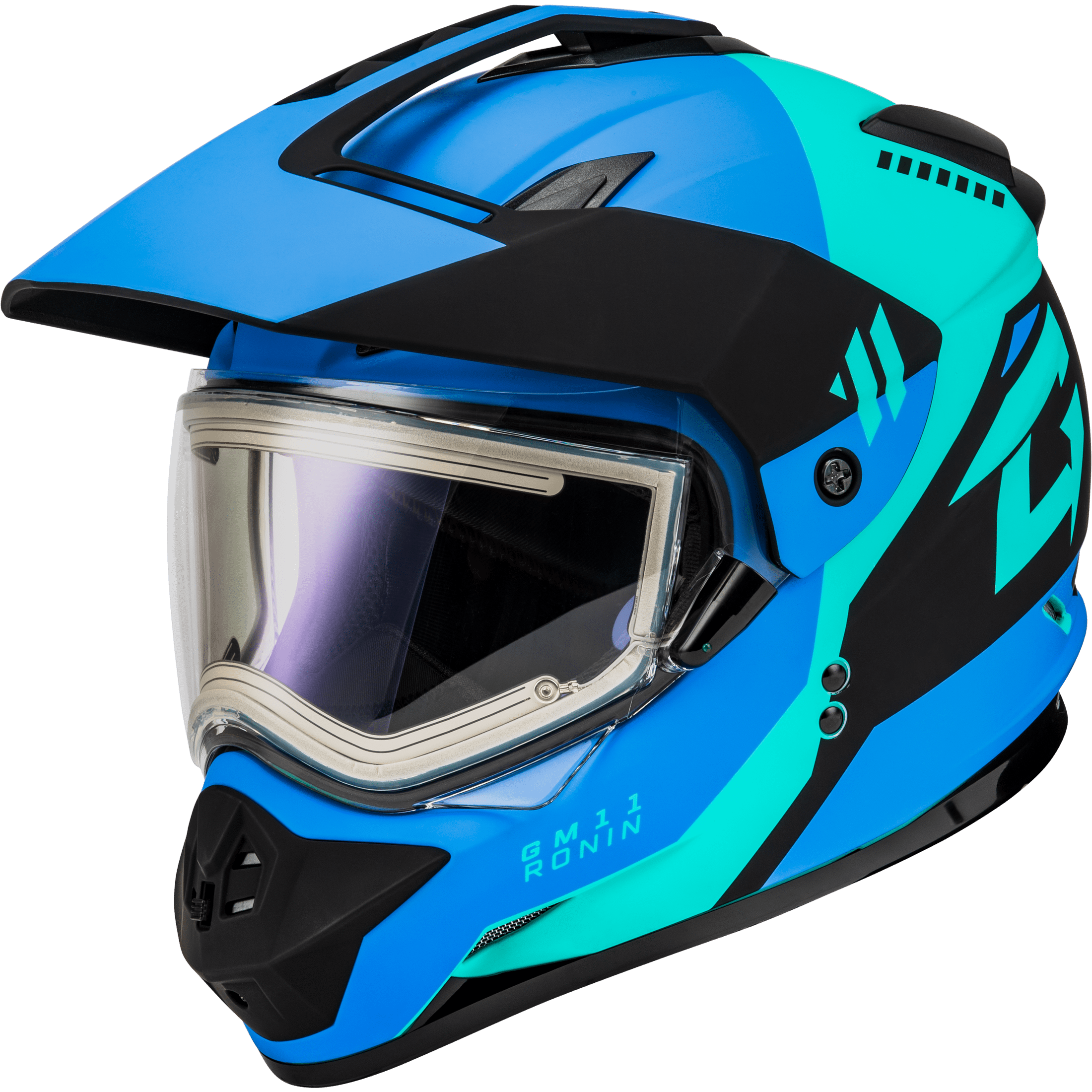 GMAX GM-11S RONIN SNOW HELMET W/ ELEC SHIELD MATTE BLK/BLUE 3X