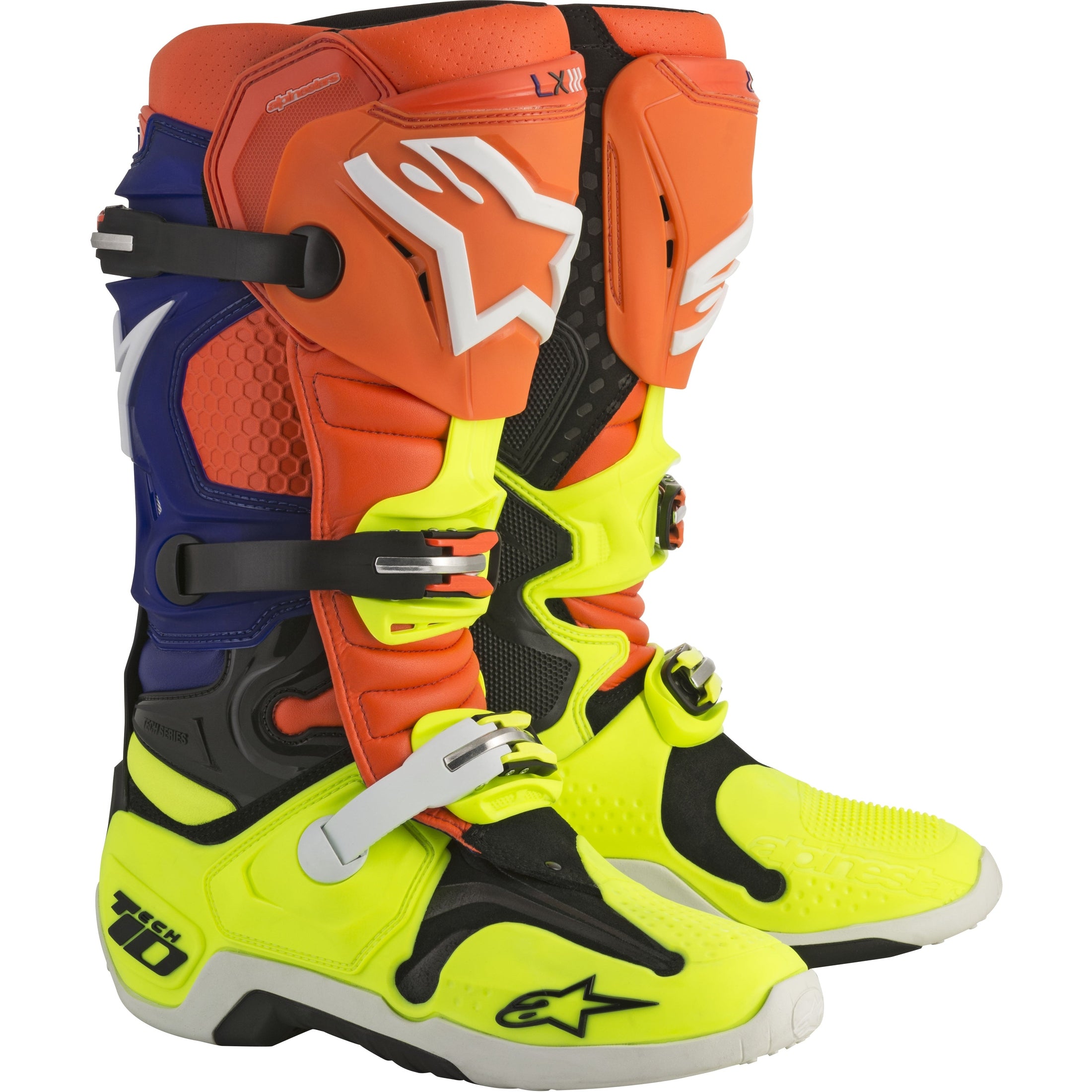 ALPINESTARS TECH 10 BOOTS ORANGE/BLUE/WHITE SZ 08