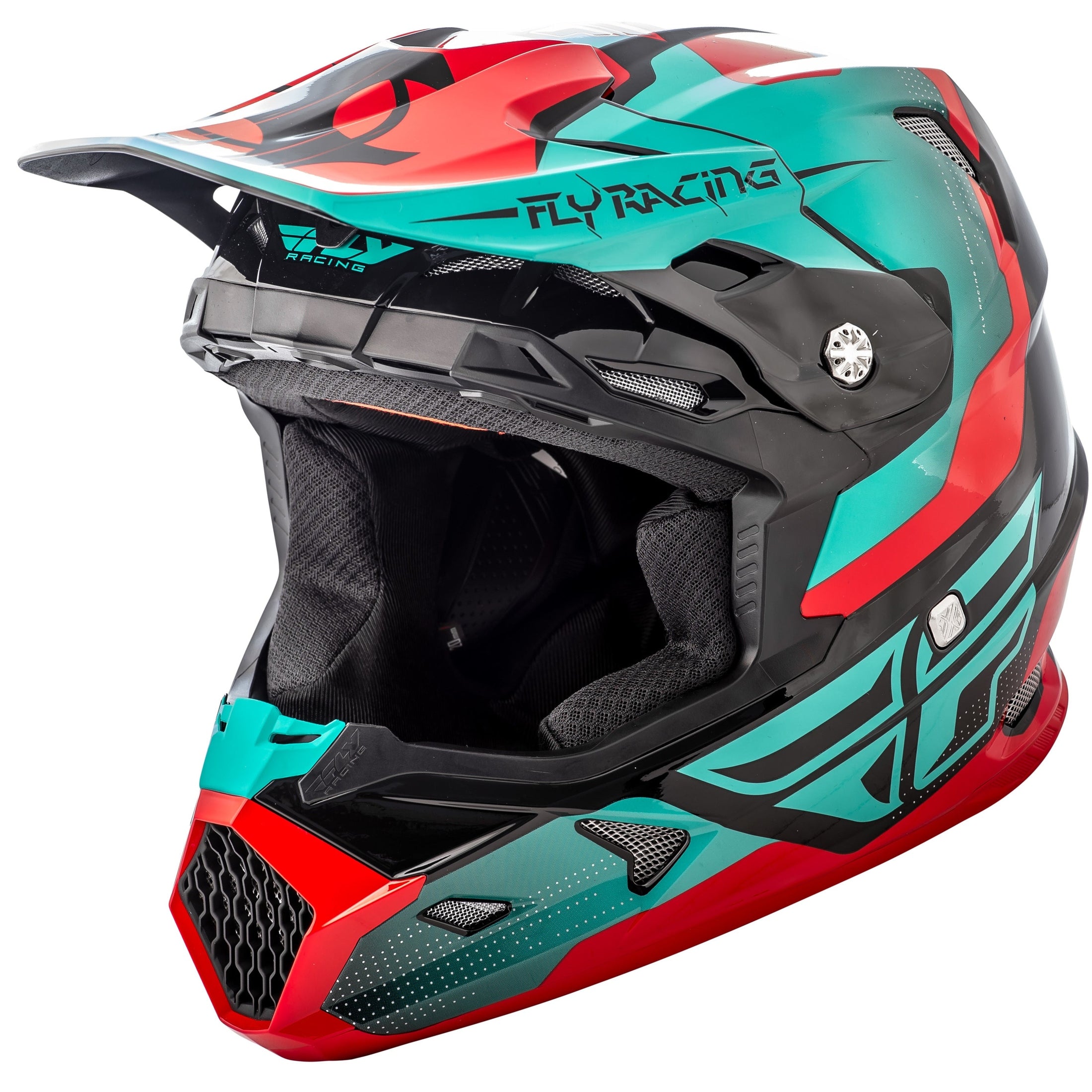 FLY RACING TOXIN ORIGINAL HELMET RED/TEAL/BLACK MD