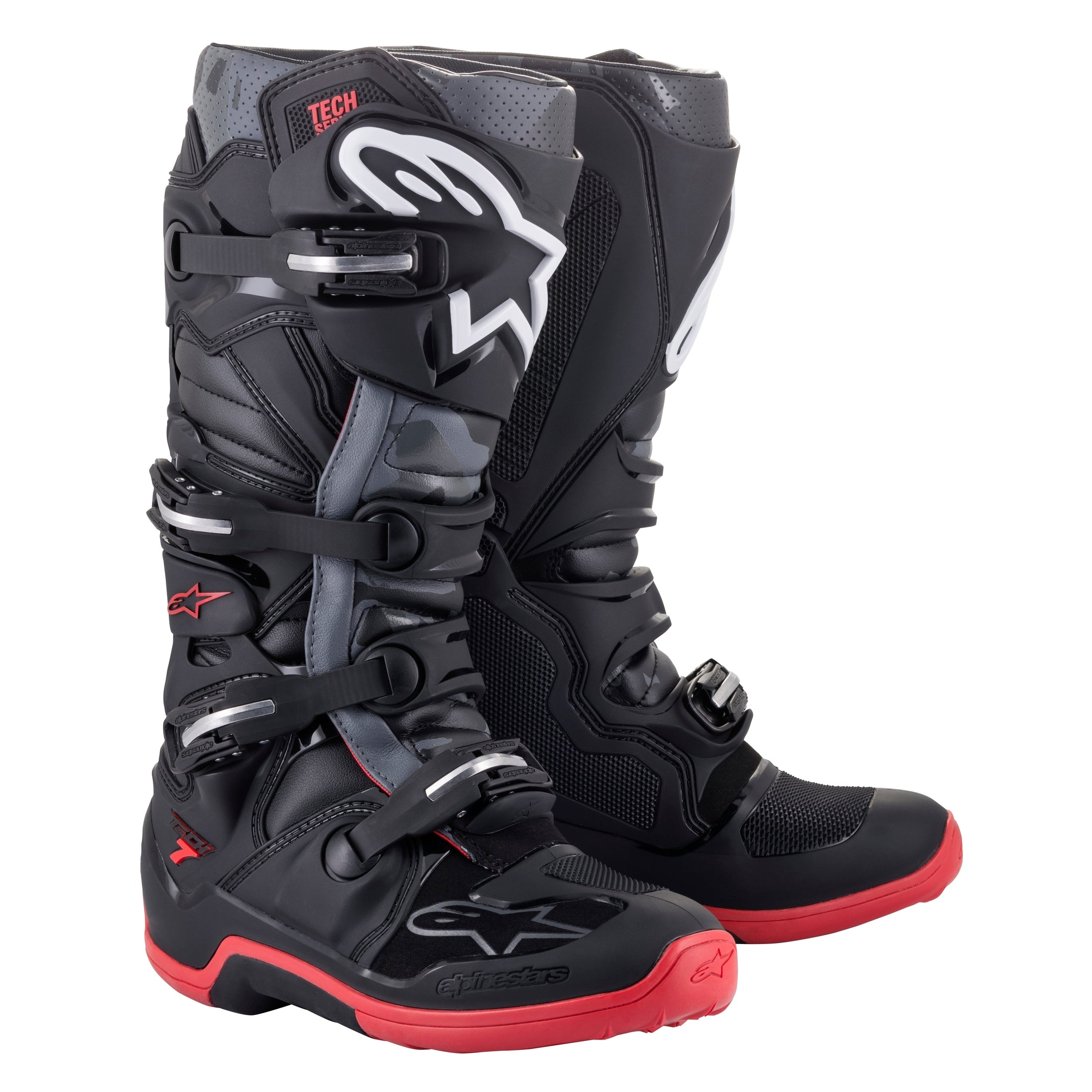 ALPINESTARS TECH 7 BOOTS BLACK/COOL GREY/RED SZ 15
