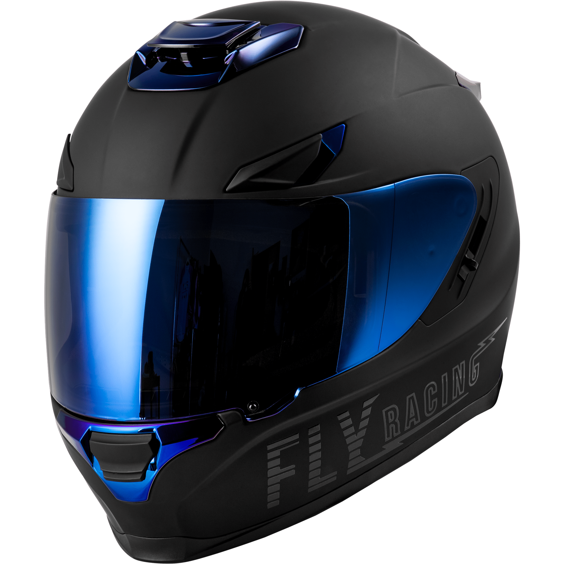 FLY RACING SENTINEL RECON HELMET MATTE BLACK/BLUE CHROME MD