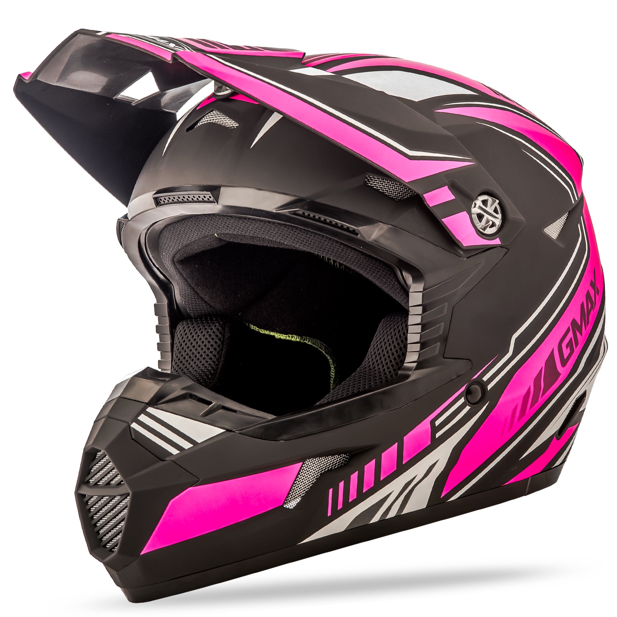 GMAX YOUTH MX-46Y OFF-ROAD UNCLE HELMET MATTE BLACK/PINK YL