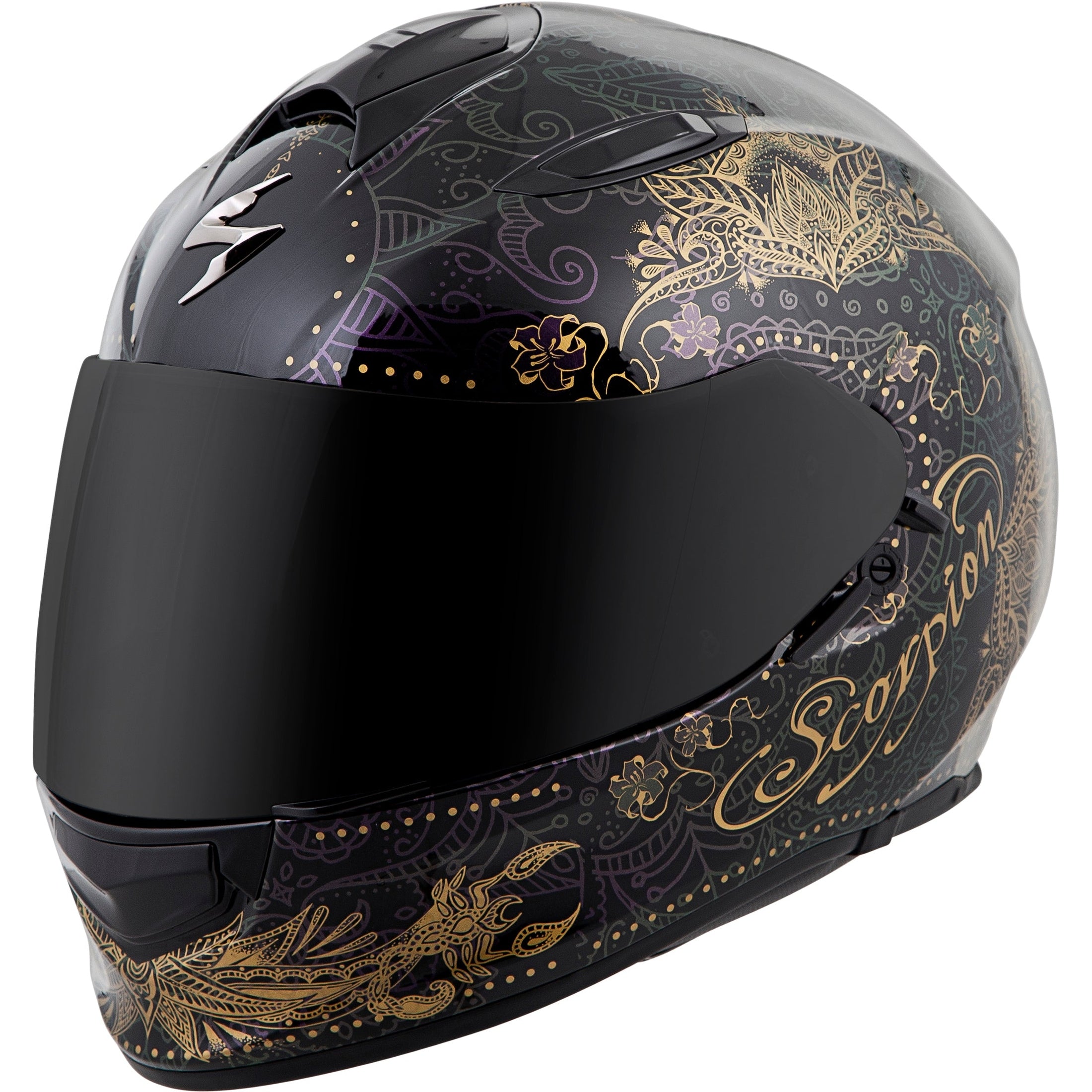 SCORPION EXO EXO-T510 FULL-FACE HELMET AZALEA BLACK/GOLD XL