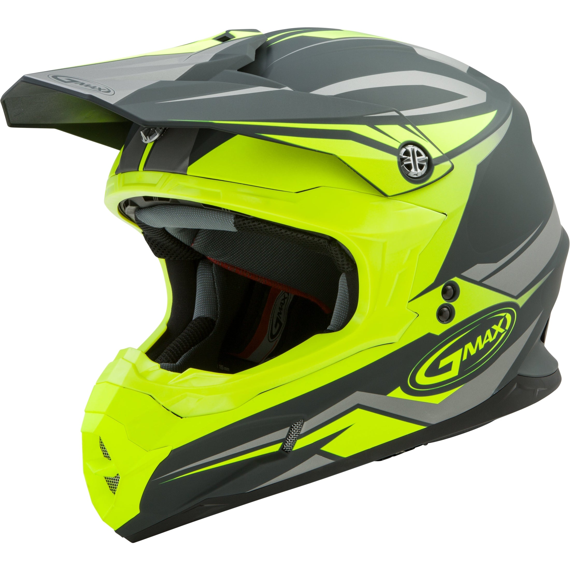 GMAX MX-86 OFF-ROAD REVOKE HELMET MATTE GREY/HI-VIZ YELLOW 3X