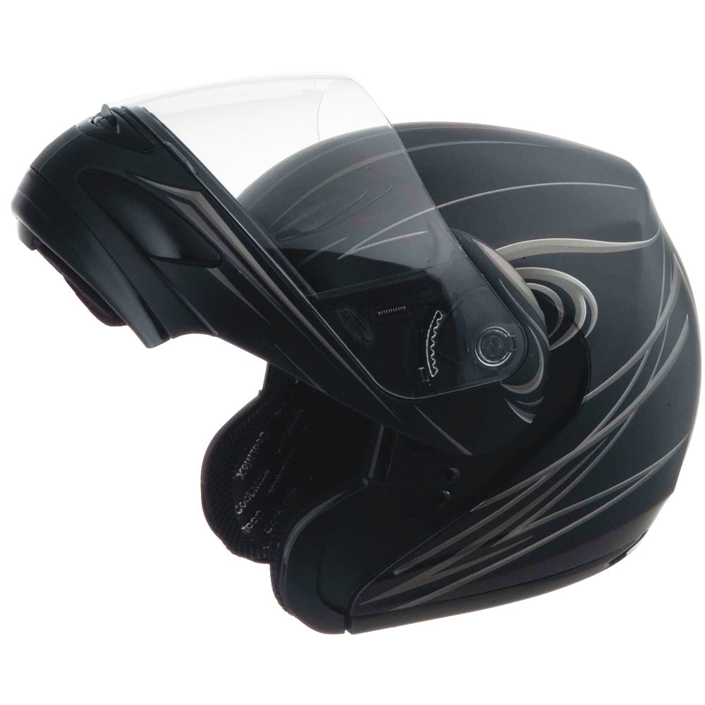 GMAX GM-44 FULL FACE DERK HELMET MATTE BLACK/SILVER 3X