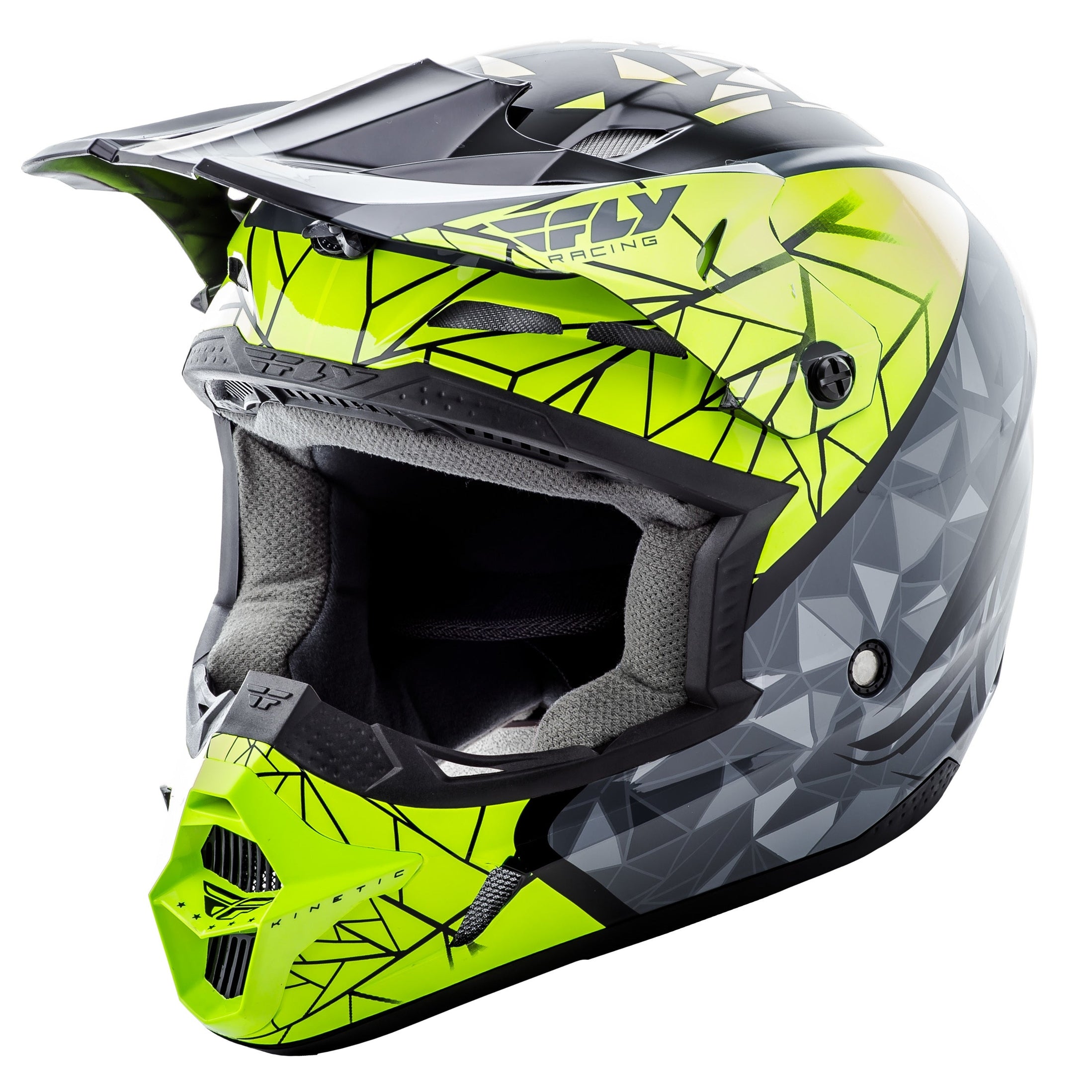 FLY RACING KINETIC CRUX HELMET BLACK/GREY/HI-VIS XS