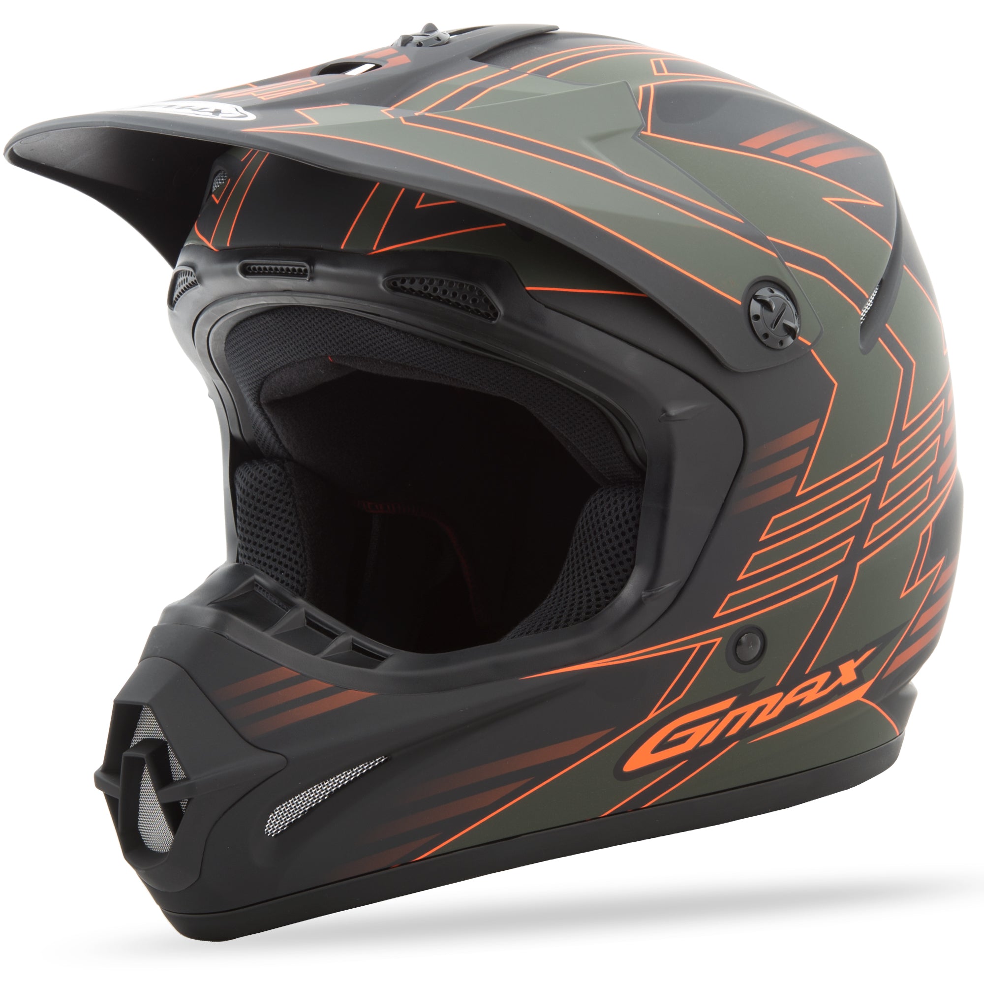 GMAX GM-46.2X RACE HELMET OD GREEN/ORANGE S
