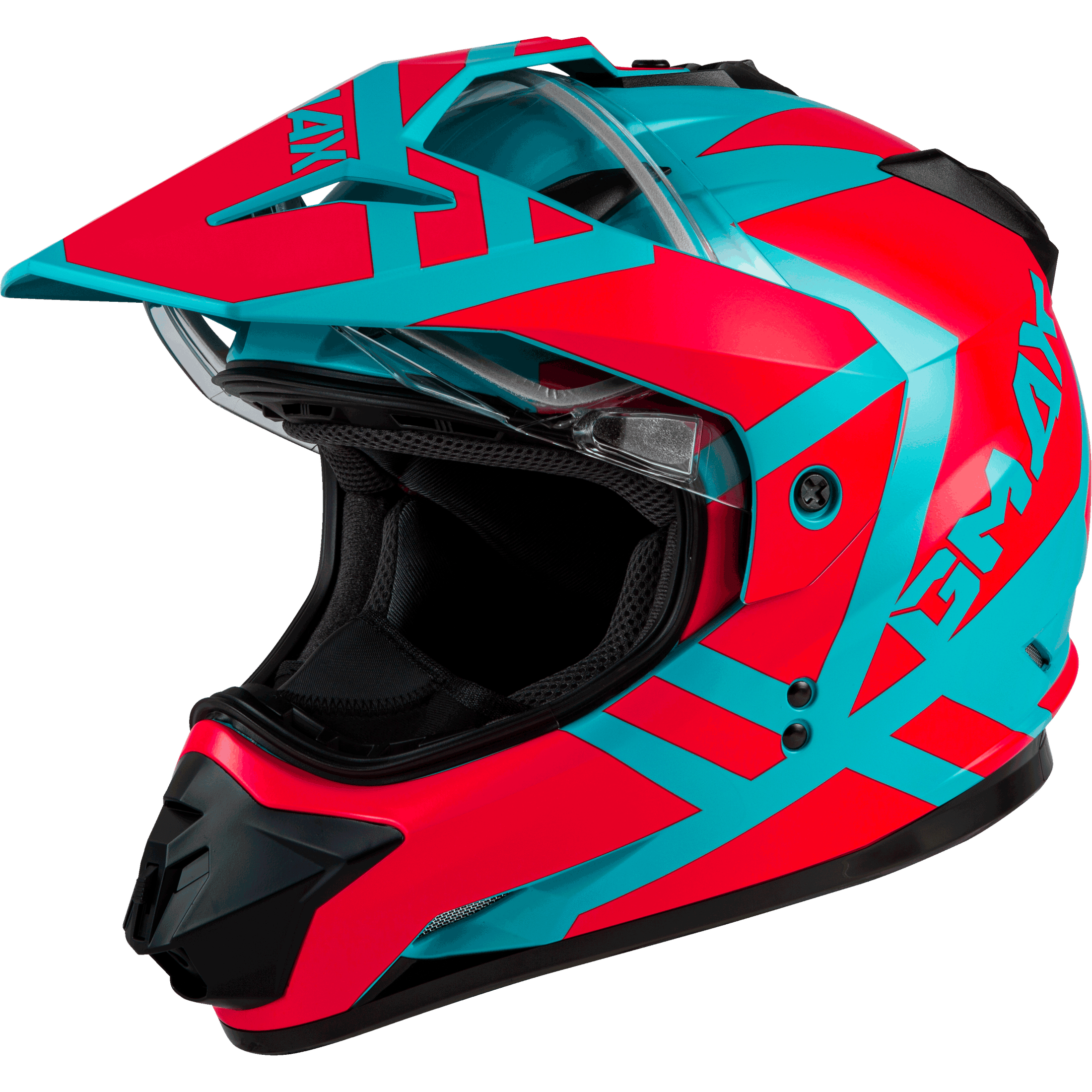 GMAX GM-11S DUAL-SPORT TRAPPER SNOW HELMET MATTE TEAL/ORANGE SM