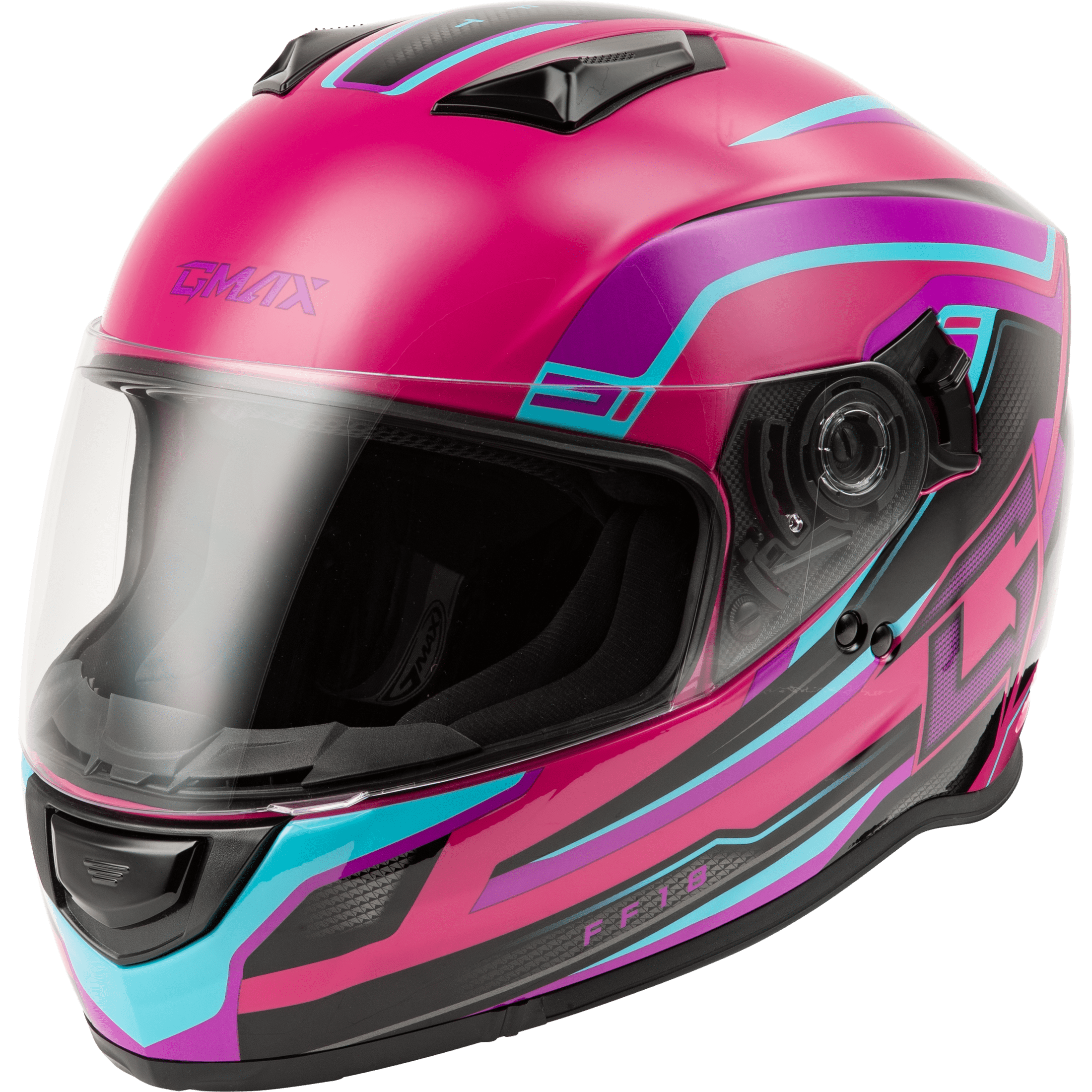 GMAX FF-18 DRIFT HELMET PINK/BLUE/BLACK LG