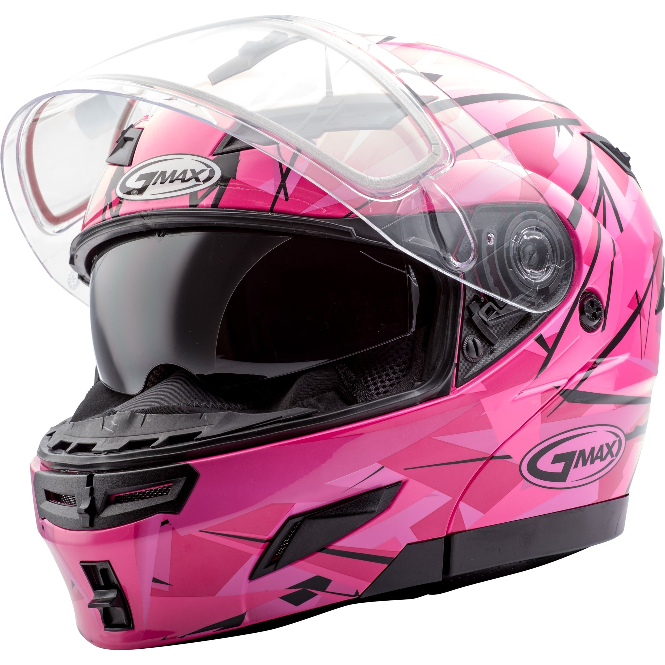 GMAX GM-54S MODULAR SCRIBE SNOW HELMET HI-VIS PINK XL