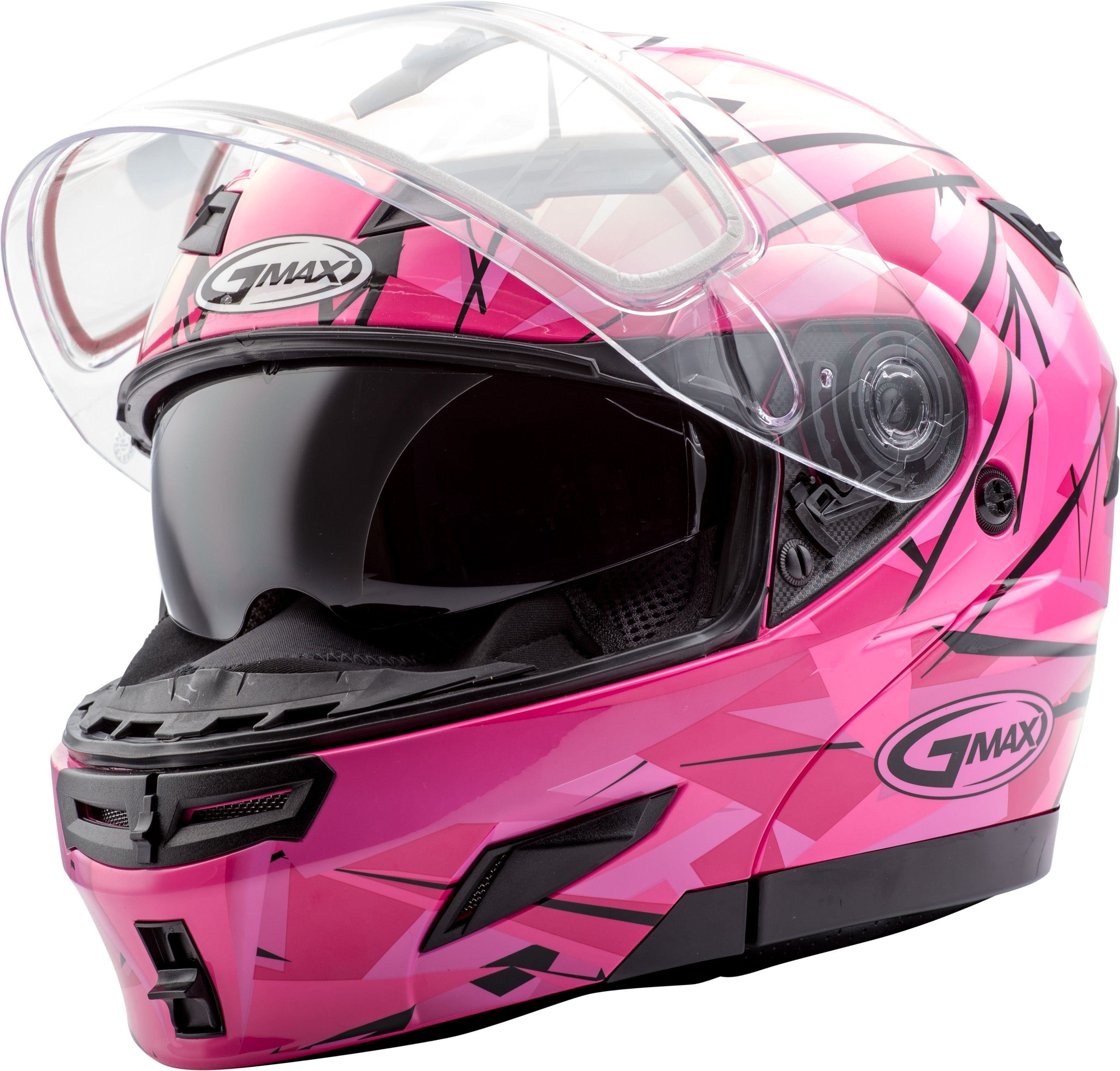 GMAX GM-54S MODULAR SCRIBE SNOW HELMET HI-VIS PINK MD