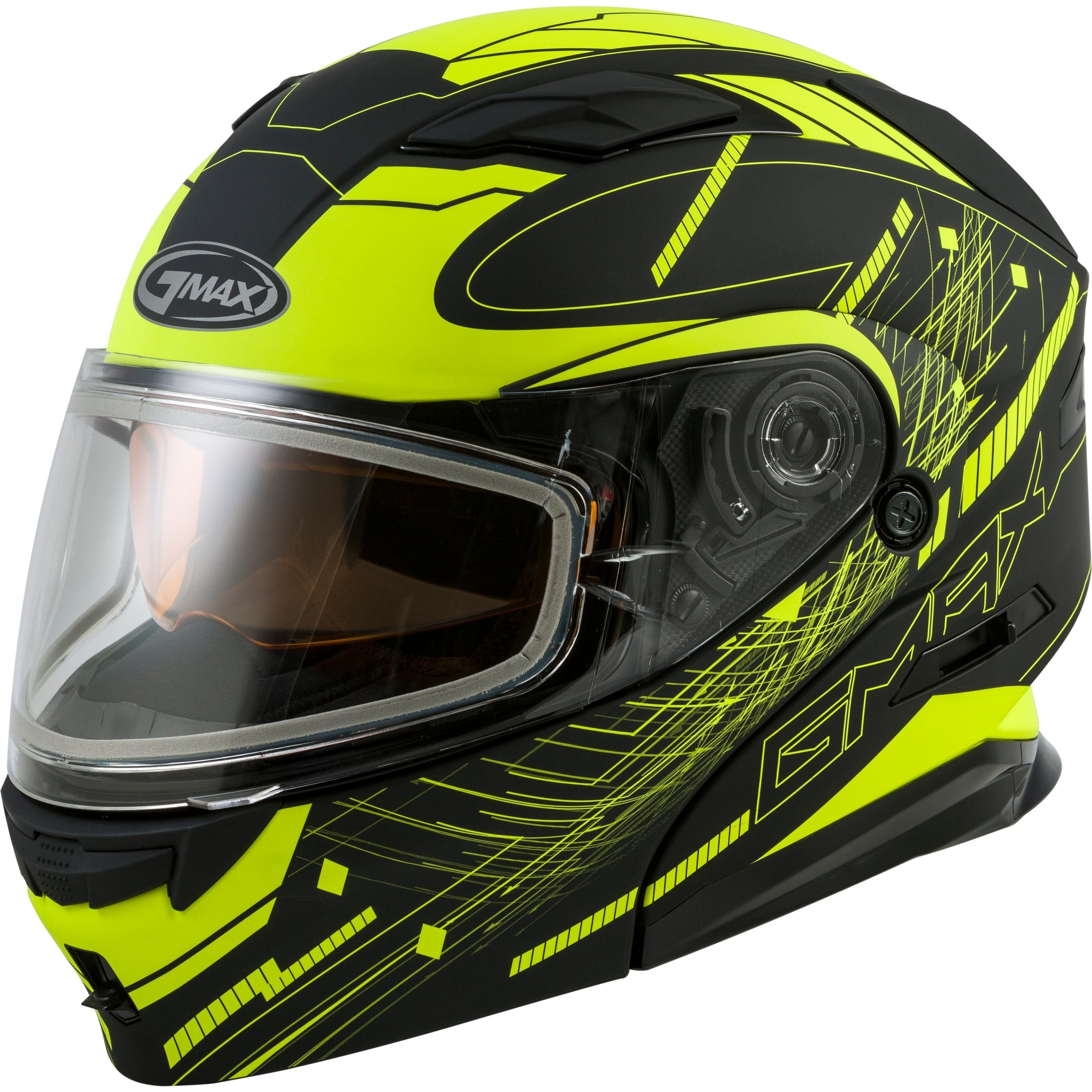 GMAX MD-01S MODULAR WIRED SNOW HELMET BLACK/HI-VIS SM