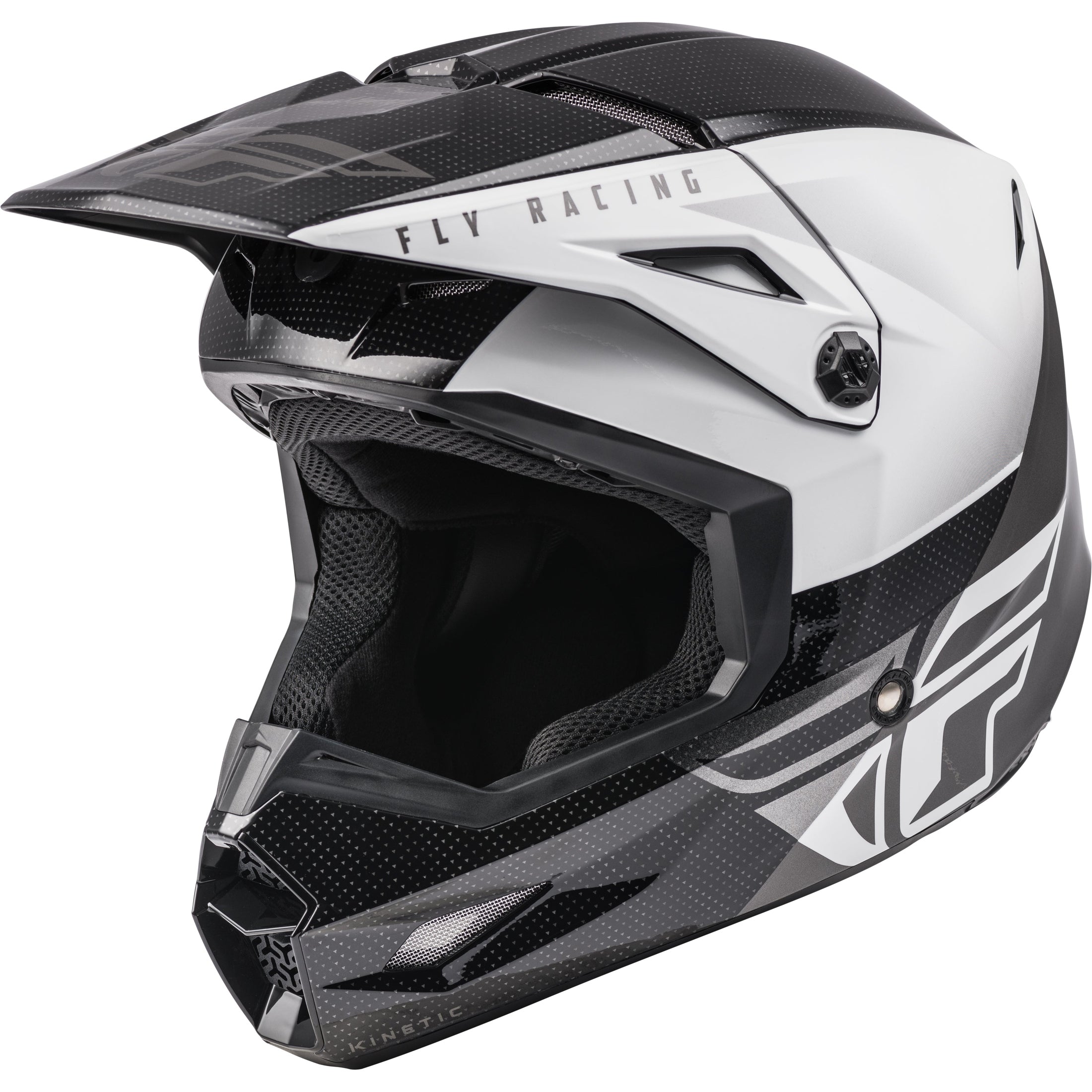 FLY RACING KINETIC STRAIGHT EDGE HELMET BLACK/WHITE 2X
