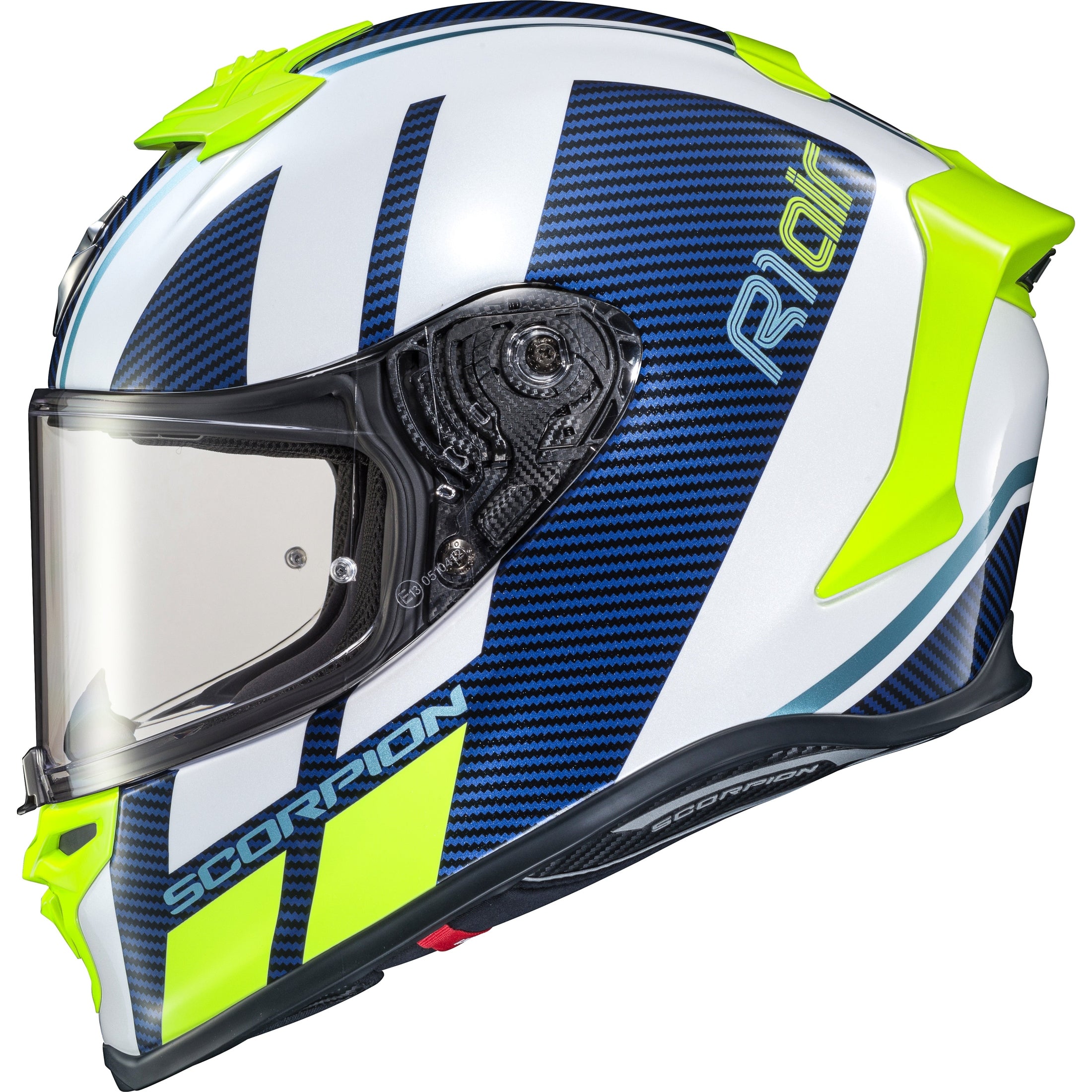 SCORPION EXO EXO-R1 AIR FULL FACE HELMET CORPUS WHITE/BLUE MD