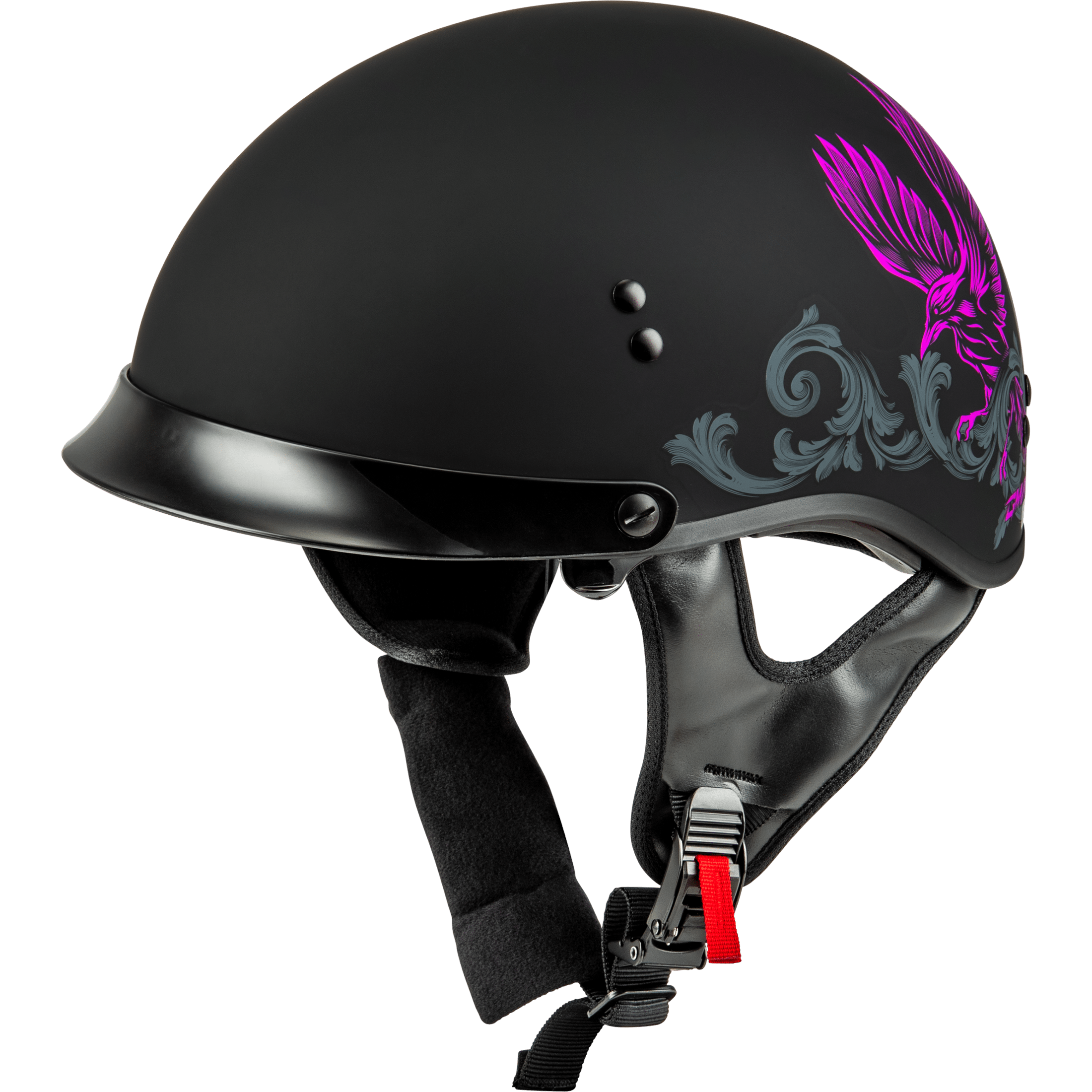 GMAX HH-65 CORVUS HELMET W/PEAK MATTE BLACK/PURPLE/GREY LG