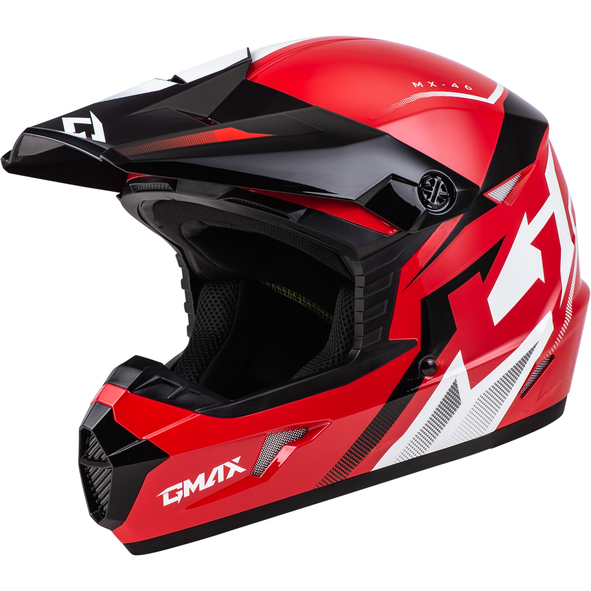 GMAX MX-46 COMPOUND HELMET RED/BLACK/WHITE MD