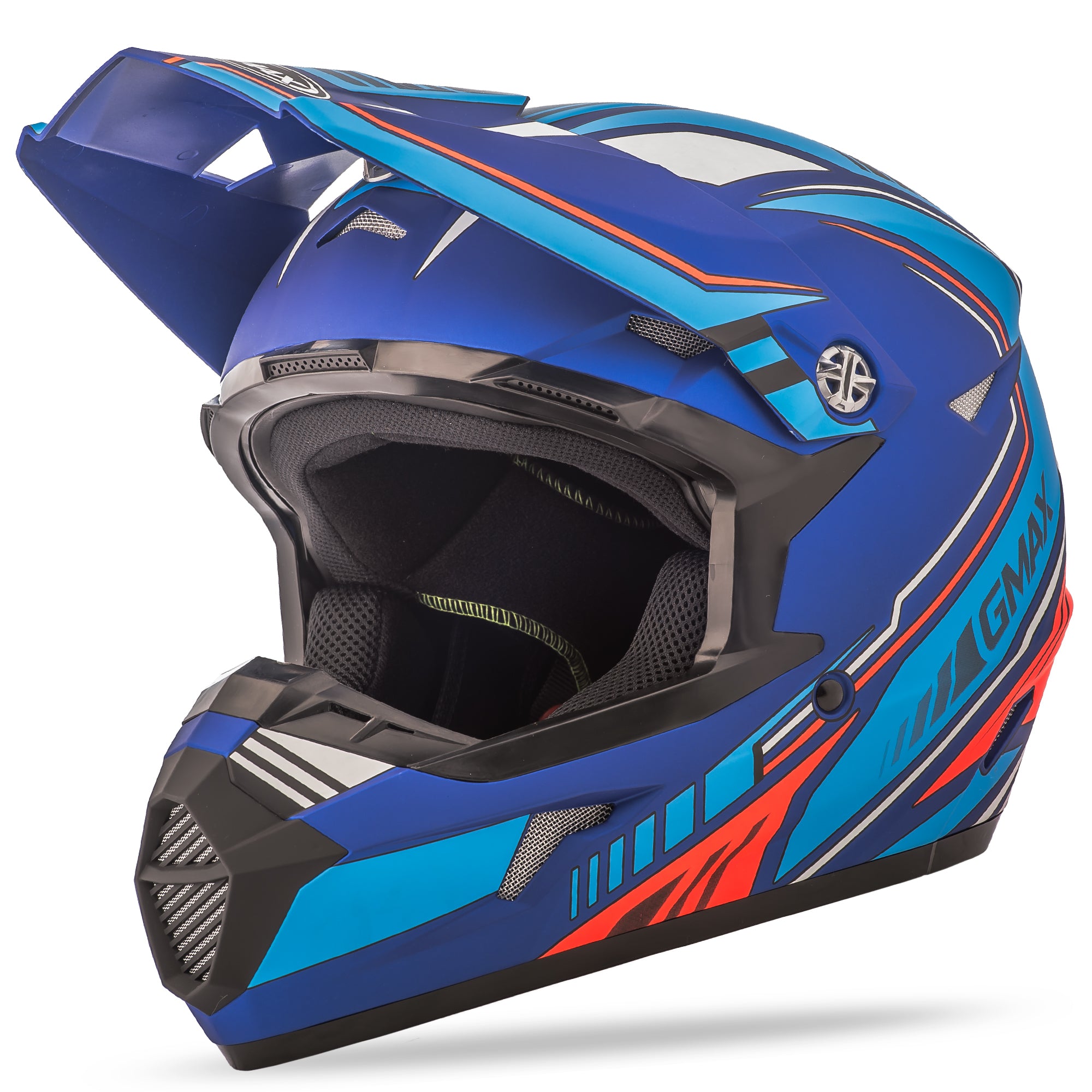 GMAX MX-46 OFF-ROAD UNCLE HELMET MATTE BLUE/HI-VIS RED LG