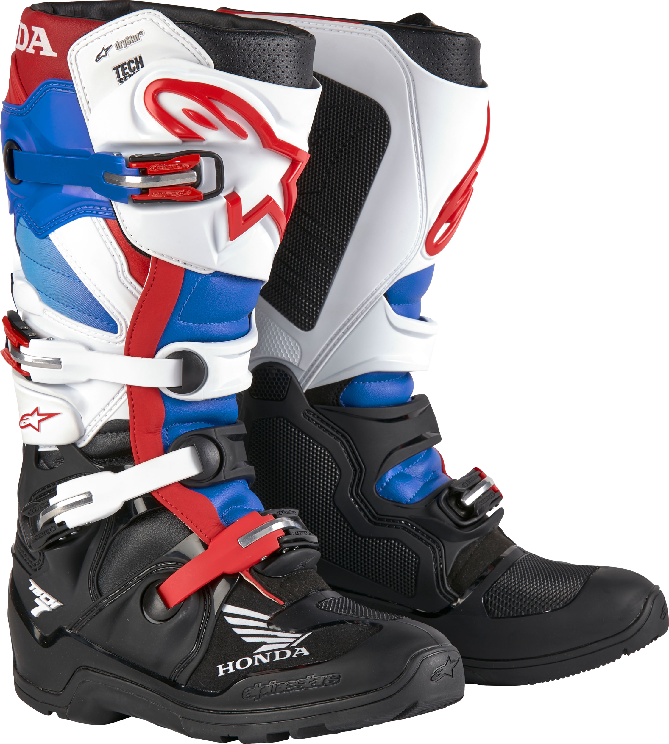 ALPINESTARS HONDA TECH 7 ENDURO DRYSTAR BLK/WHT/BLU/BR RED SZ 7