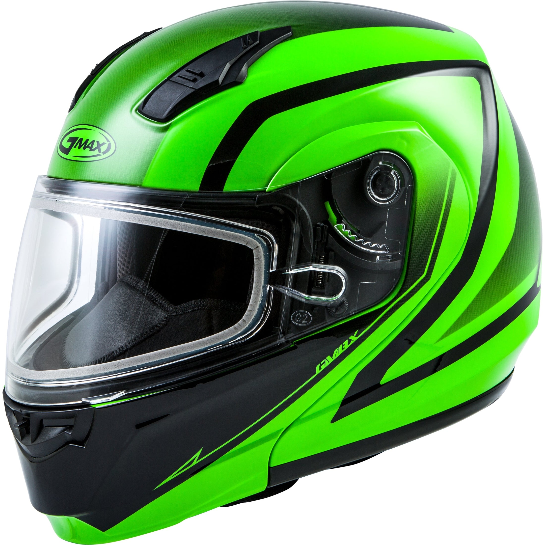 GMAX MD-04S MODULAR DOCKET SNOW HELMET NEON GREEN/BLACK SM