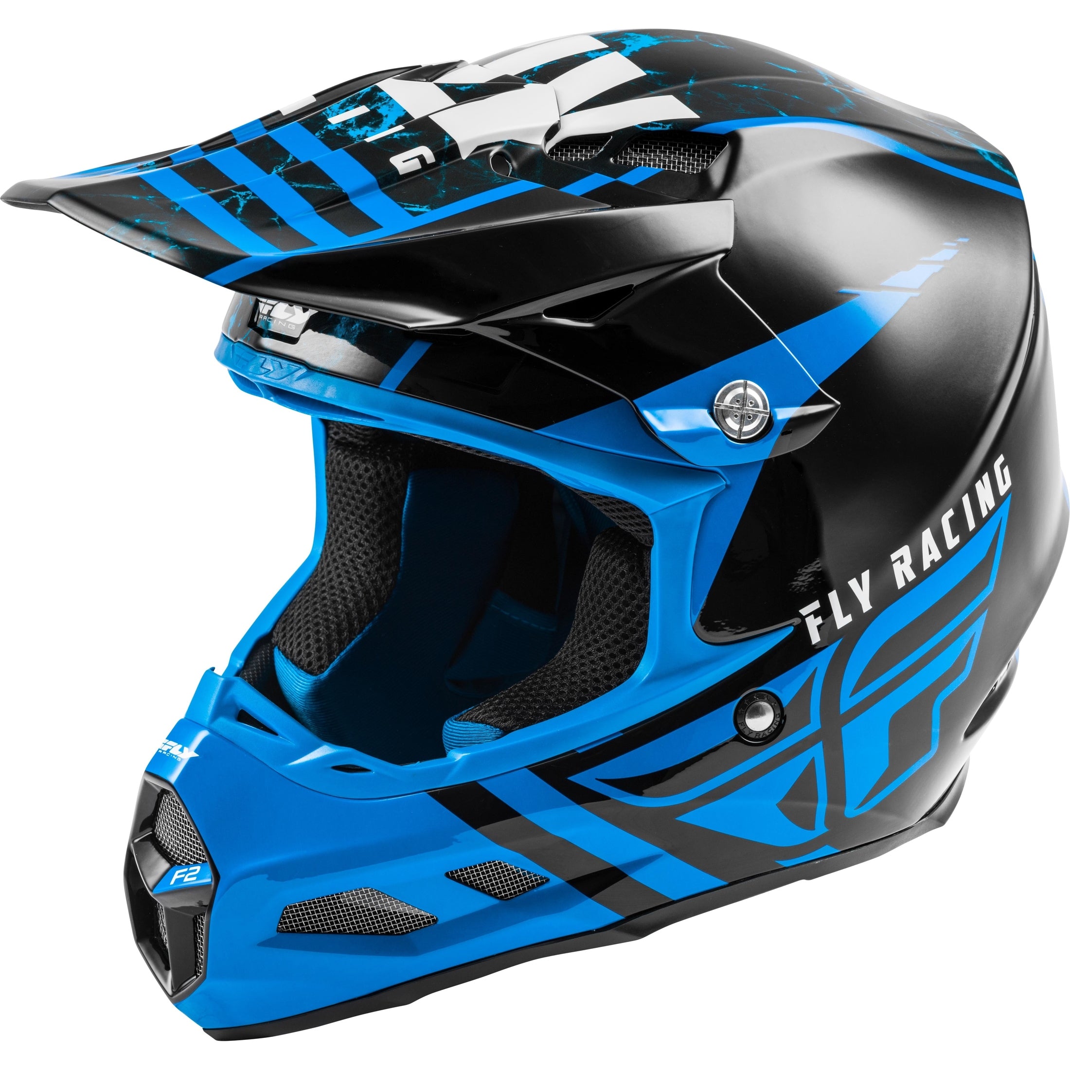 FLY RACING F2 CARBON GRANITE HELMET BLUE/BLACK/WHITE MD