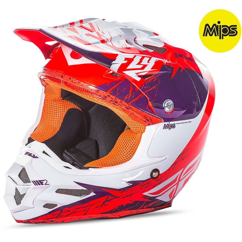 FLY RACING F2 RETROSPEC HELMET PURPLE/ORANGE X