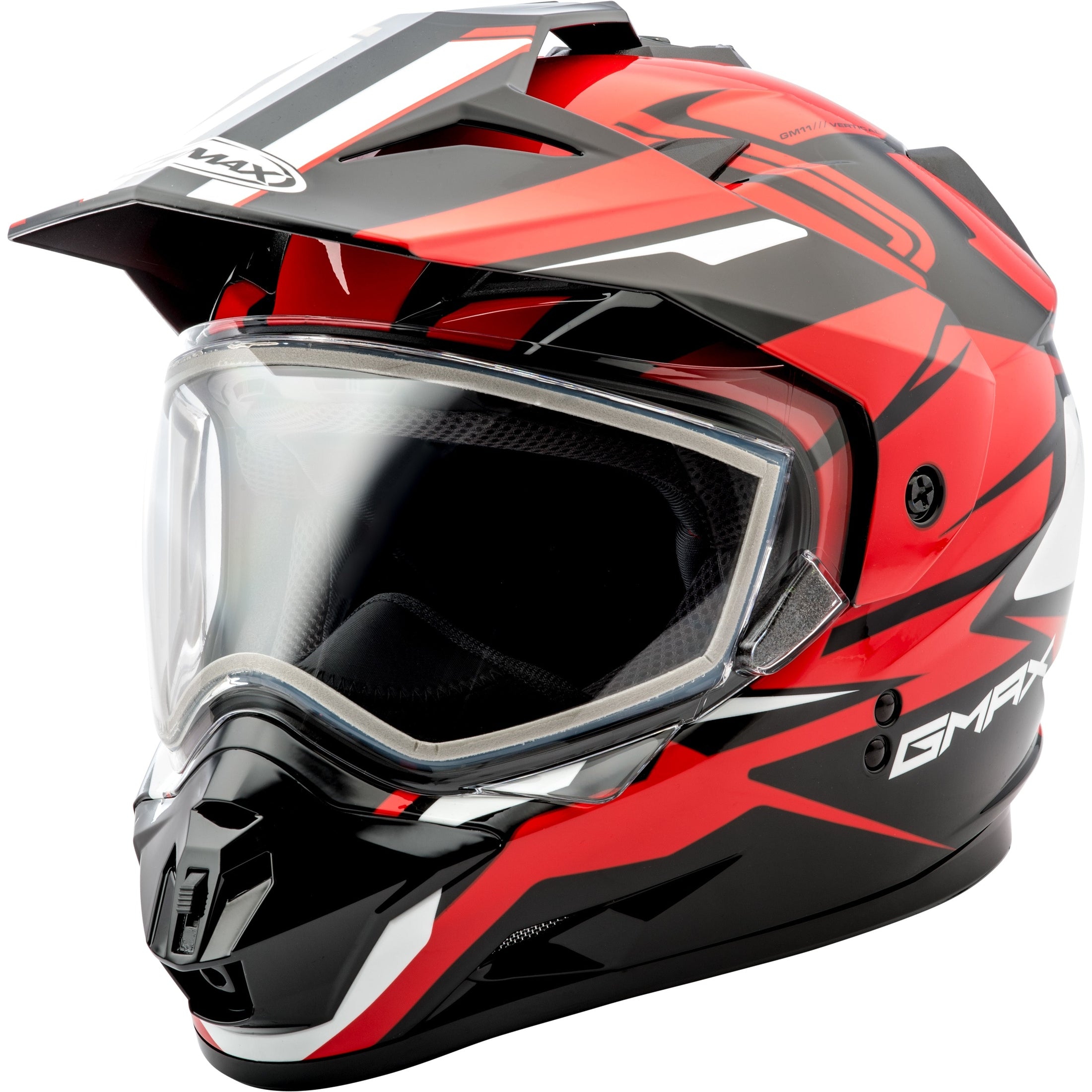 GMAX GM-11S DUAL-SPORT VERTICAL SNOW HELMET BLACK/RED LG