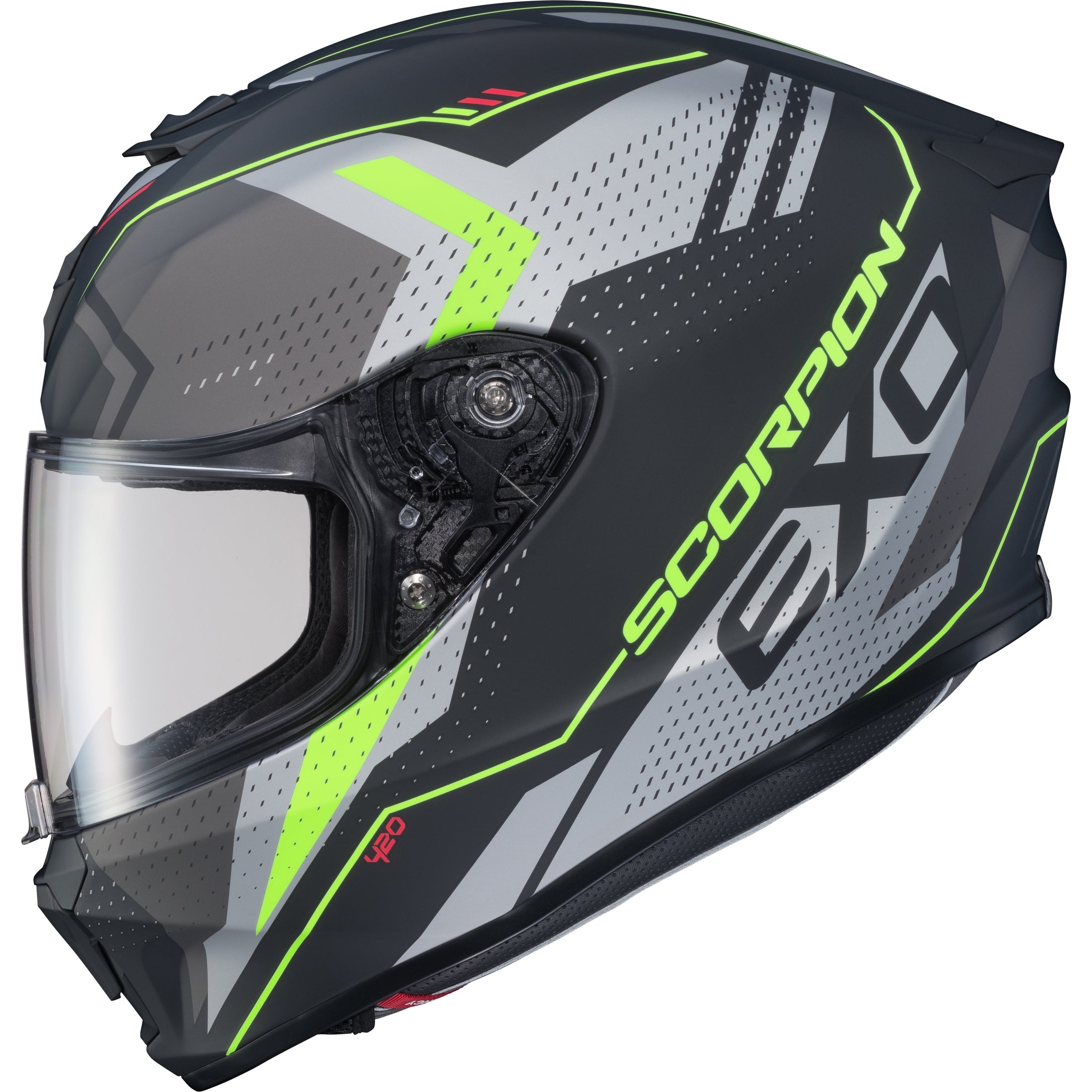 SCORPION EXO EXO-R420 FULL-FACE HELMET SEISMIC MATTE HI-VIS/GREY SM