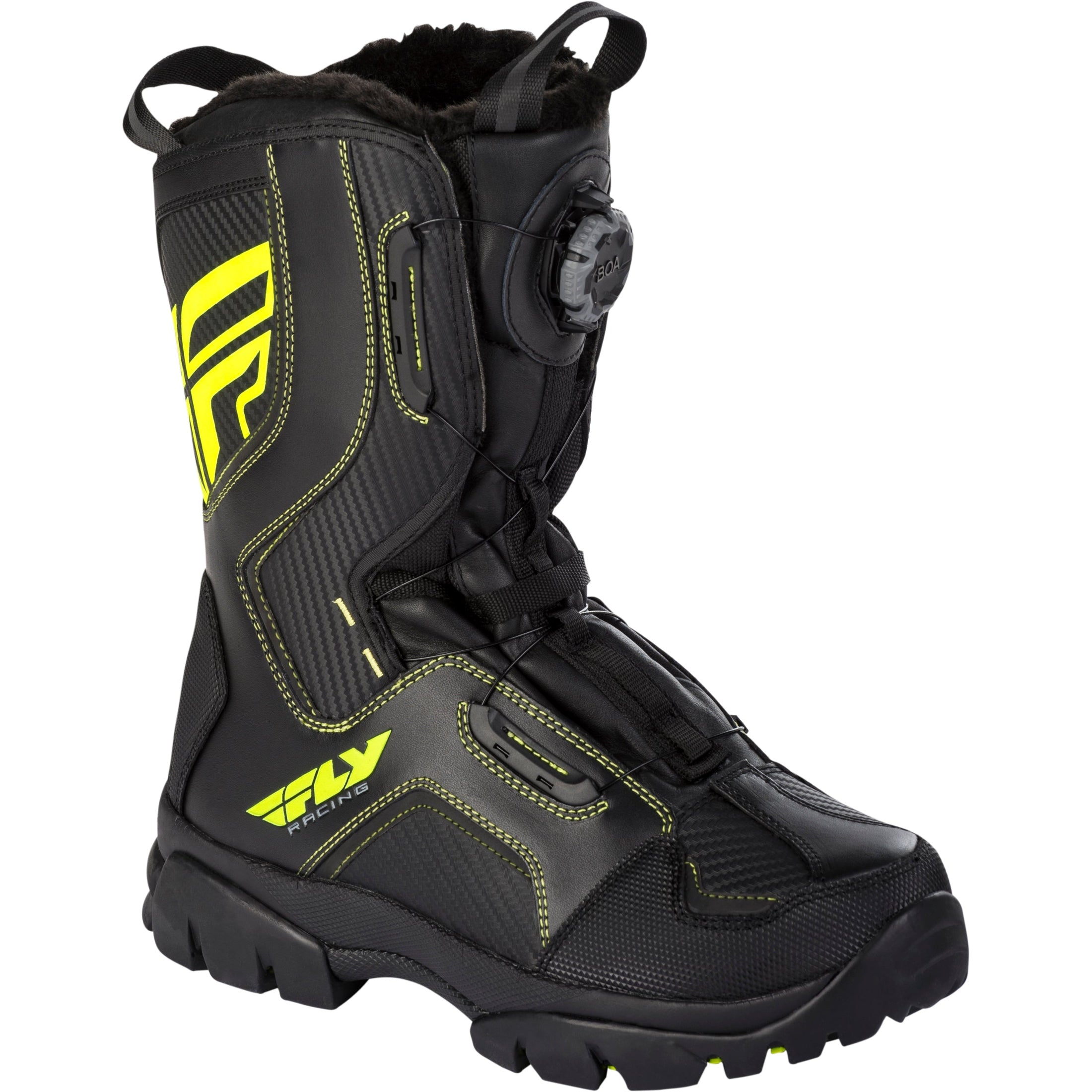 FLY RACING MARKER BOA BOOTS BLACK/HI-VIS SZ 08