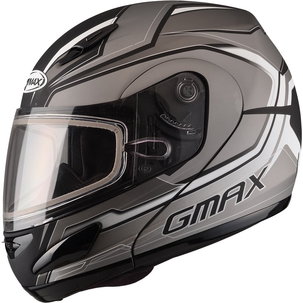 GMAX GM-44S MODULAR HELMET GLACIER MATTE BLACK/DARK SILVER X